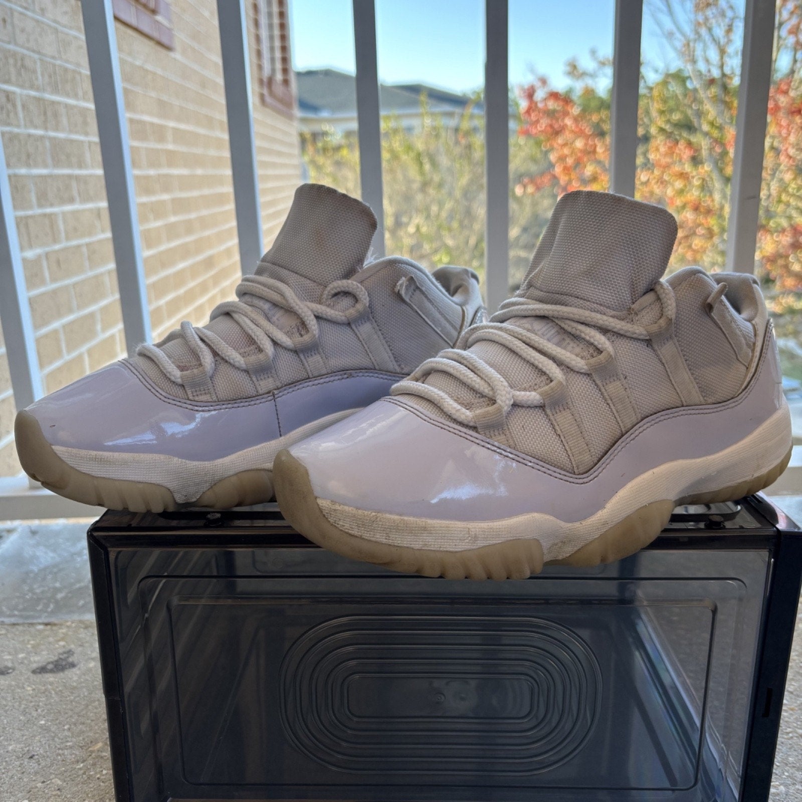 Air Jordan 11 Retro Low Shoes Women's Size 10.5 White Violet Casual Gym Sneakers