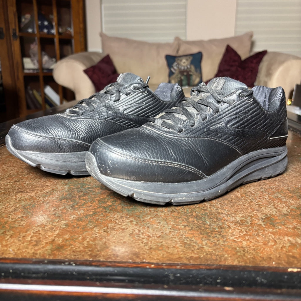Brooks Addiction Walker 2 Shoes Womens 8.5 D Wide Black Leather Comfort Sneakers
