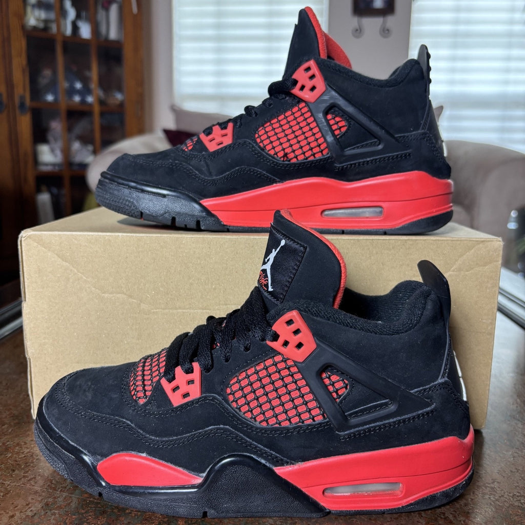 Nike Air Jordan 4 Retro GS Shoes Boys 6Y Red Thunder Black Basketball Sneakers