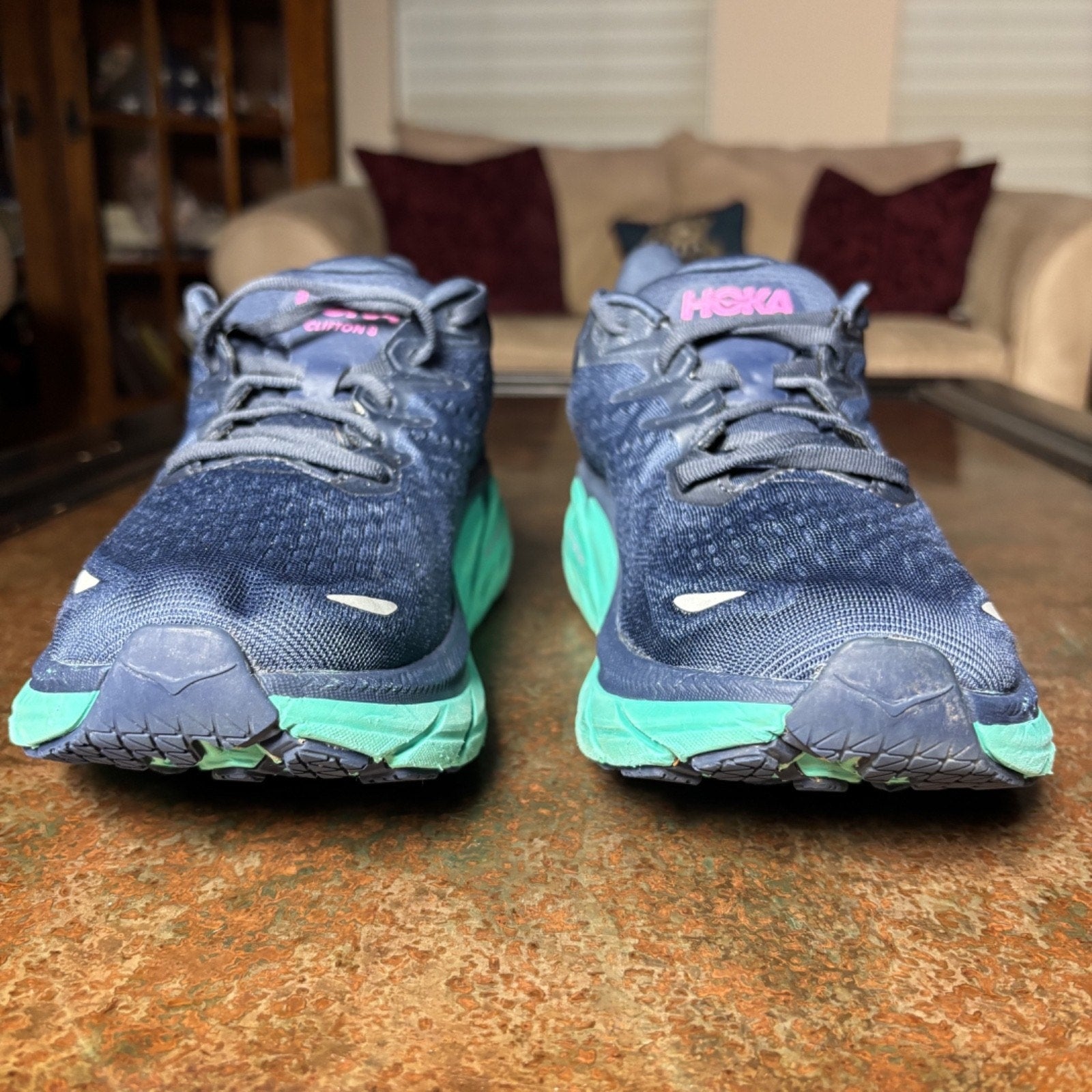 Hoka One One Clifton 8 Road Running Shoes Women's Size 10 Blue Athletic Sneakers