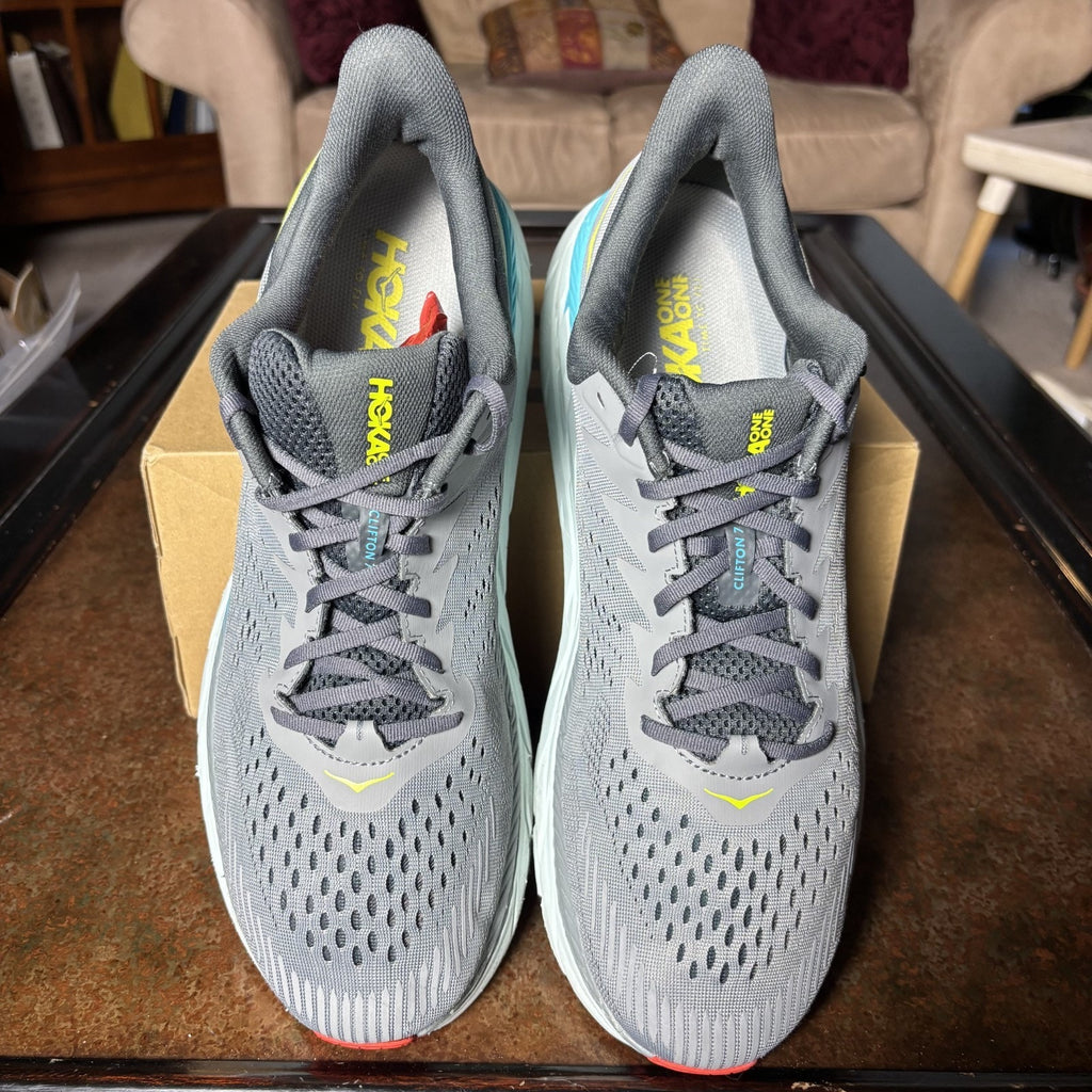Hoka One One Clifton 7 Shoes Mens Size 14 Grey Road Running Athletic Gym Sneaker
