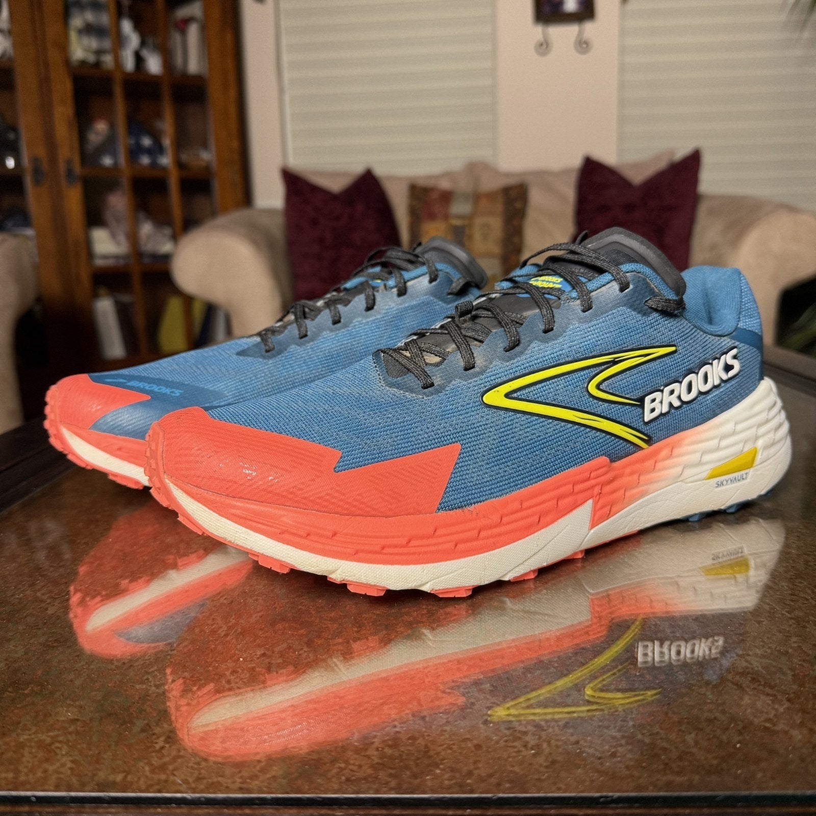 Brooks Catamount 4 Shoes Mens Size 15 Blue Orange Trail Running Athletic Sneaker