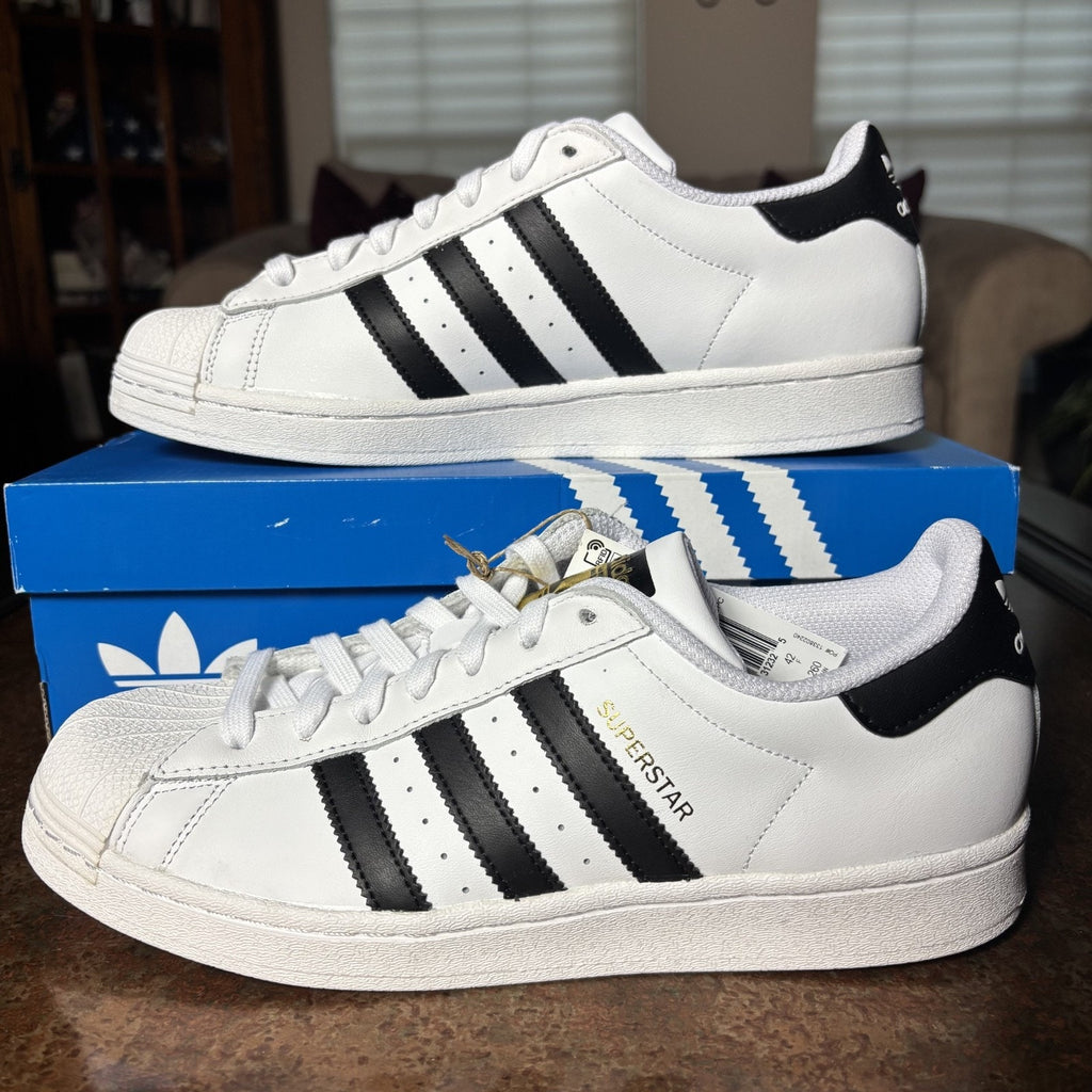 Adidas Superstar Shoes Mens Size 9.5 White Black Leather Casual Classic Sneakers