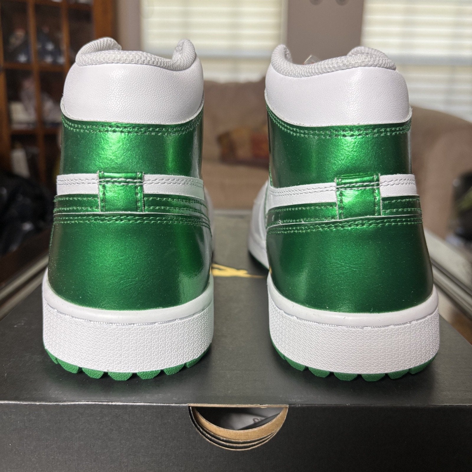 Nike Air Jordan 1 High Golf Shoes White Metallic Green DQ0660-130 Mens Sizes NEW