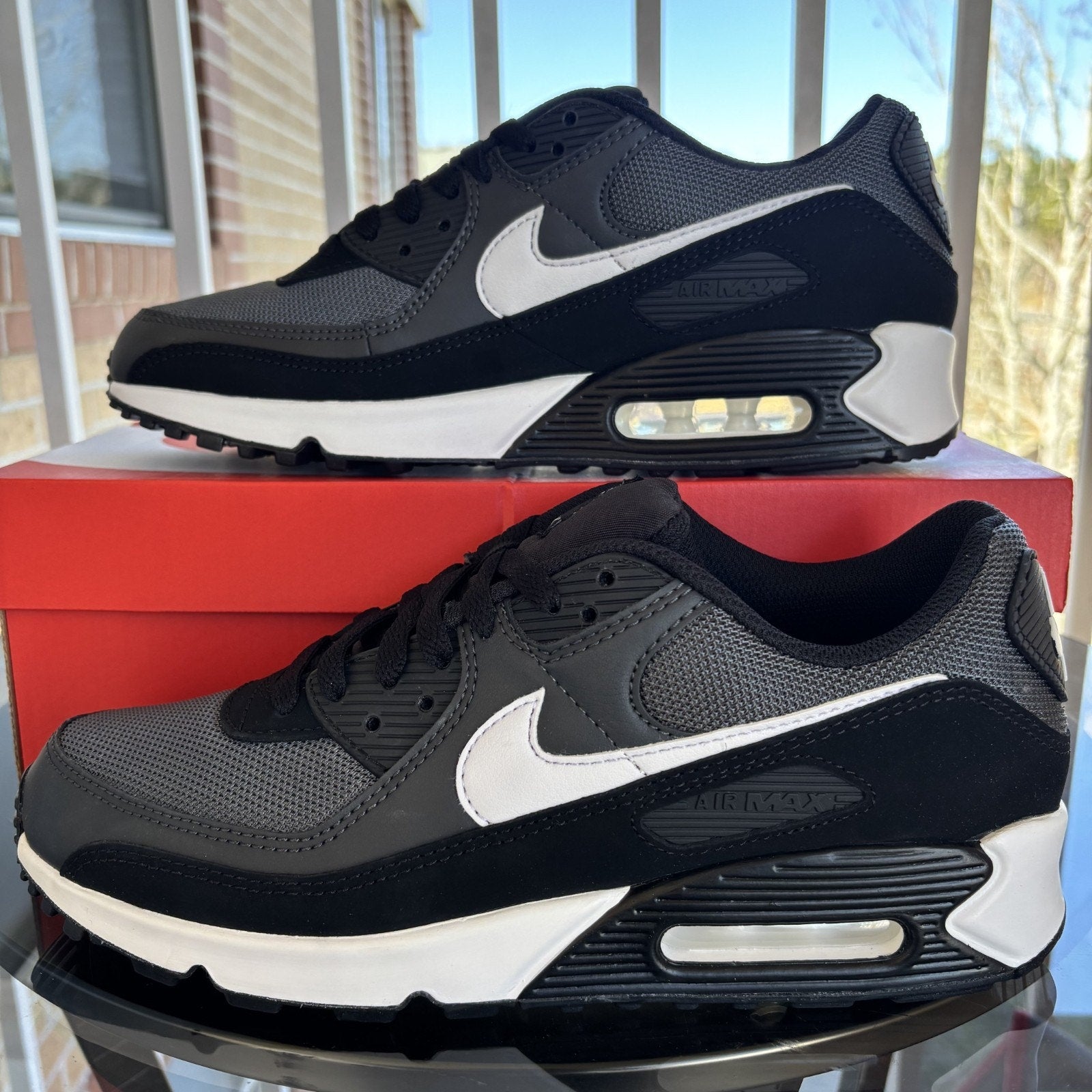 Nike Air Max 90 Shoes Grey Black White Casual Athletic Sneakers Mens Sizes NEW