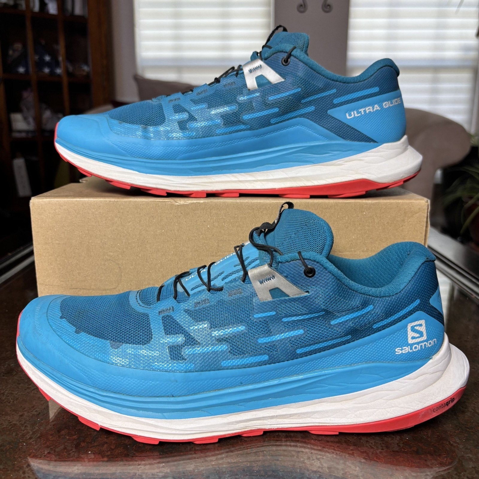 Salomon Ultra Glide Mens Size 11.5 Blue Trail Running Athletic Outdoor Sneakers