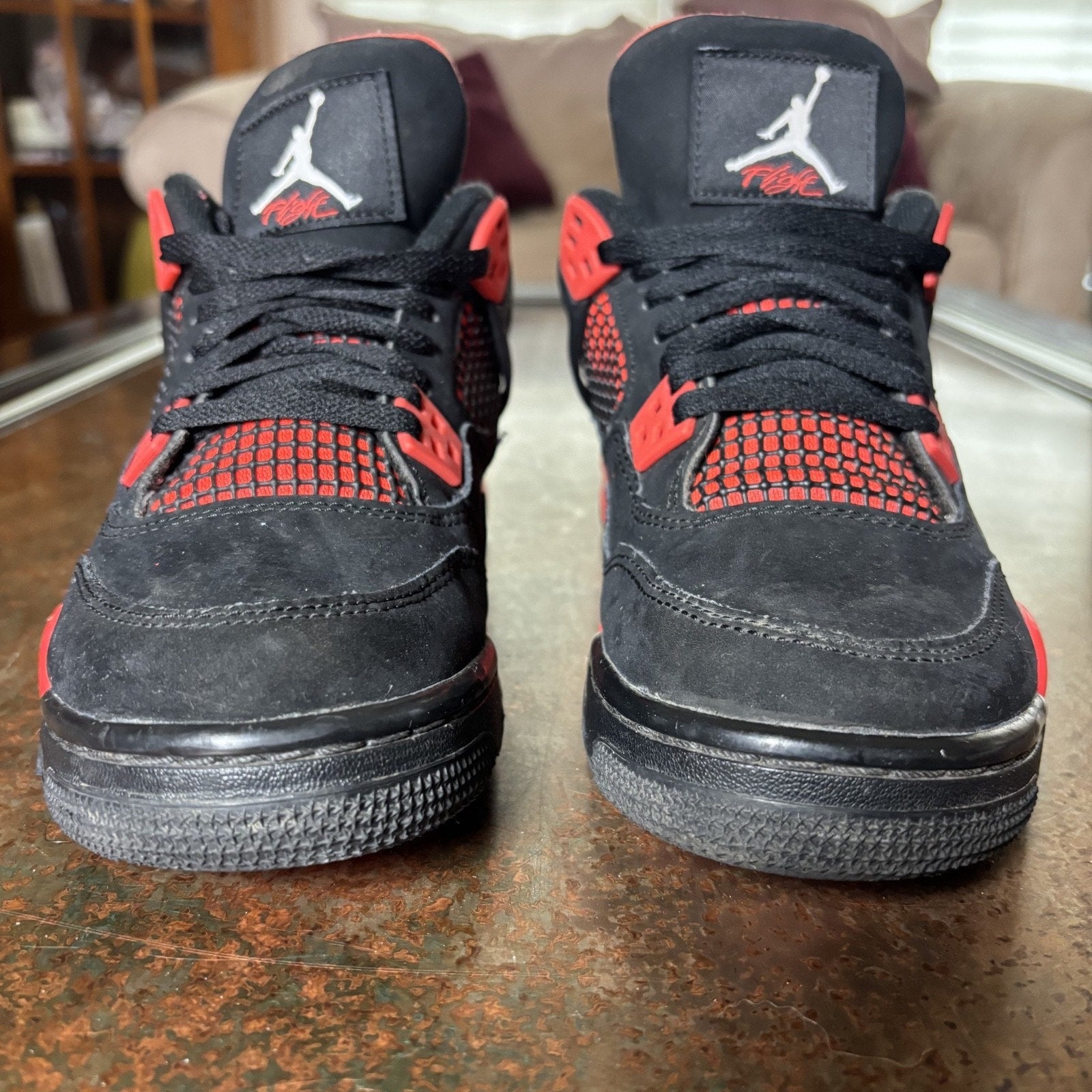 Nike Air Jordan 4 Retro GS Shoes Boys 6Y Red Thunder Black Basketball Sneakers