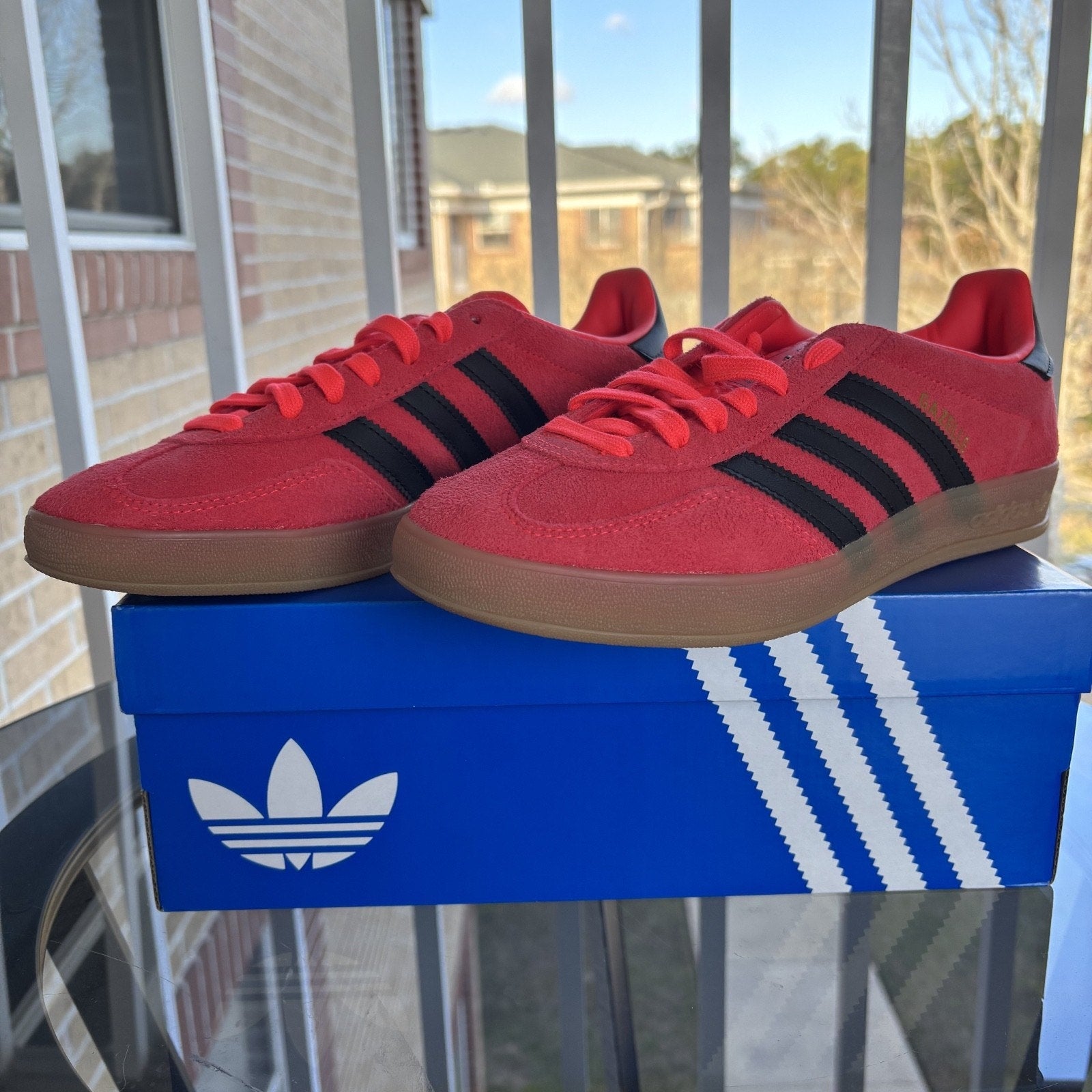 Adidas Originals Gazelle Indoor Shoes Red Black Suede Athletic JR6304 Mens Sizes