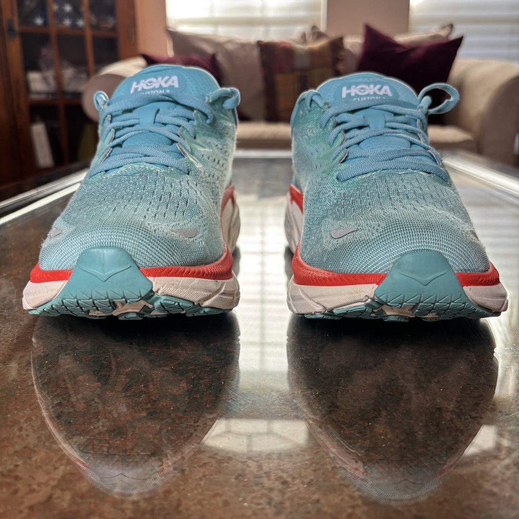 Hoka One One Clifton 8 Shoes Womens 10 D Wide Blue Athletic Running Gym Sneakers