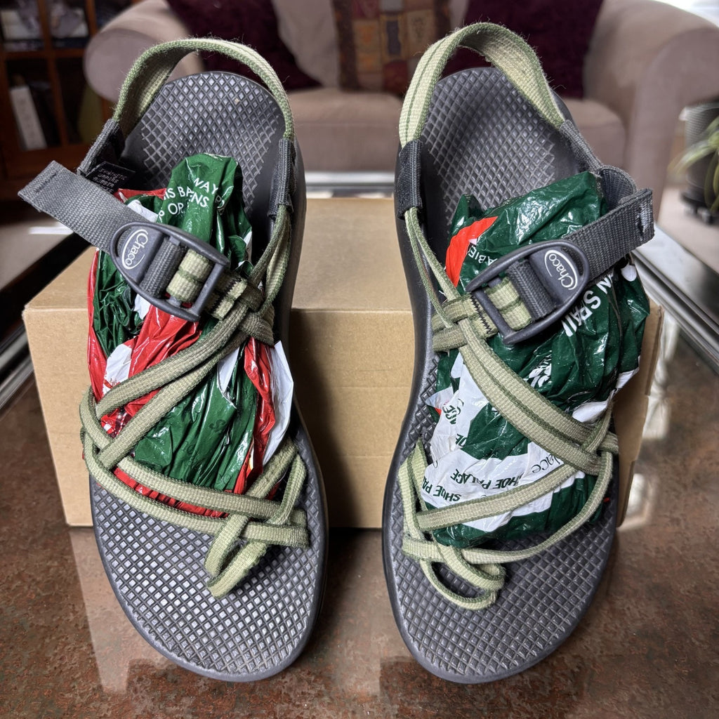 Chaco ZX2 Sandals Womens Size 11 Green Black Strappy Hiking Outdoor Double Strap