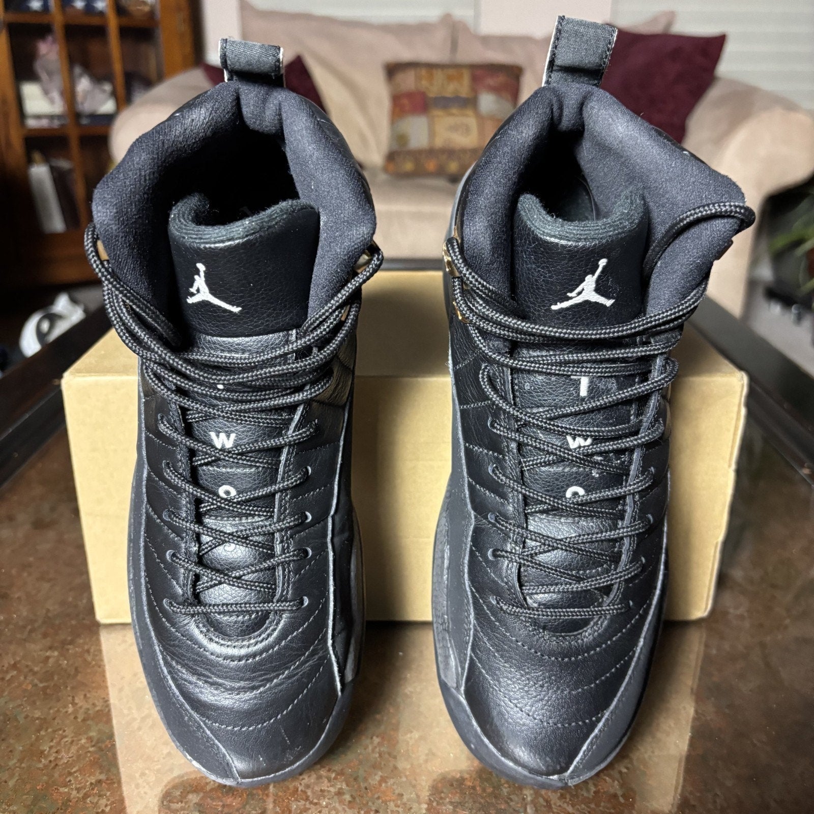 Nike Air Jordan 12 Retro The Master Boys 7Y Black White Casual Lifestyle Sneaker