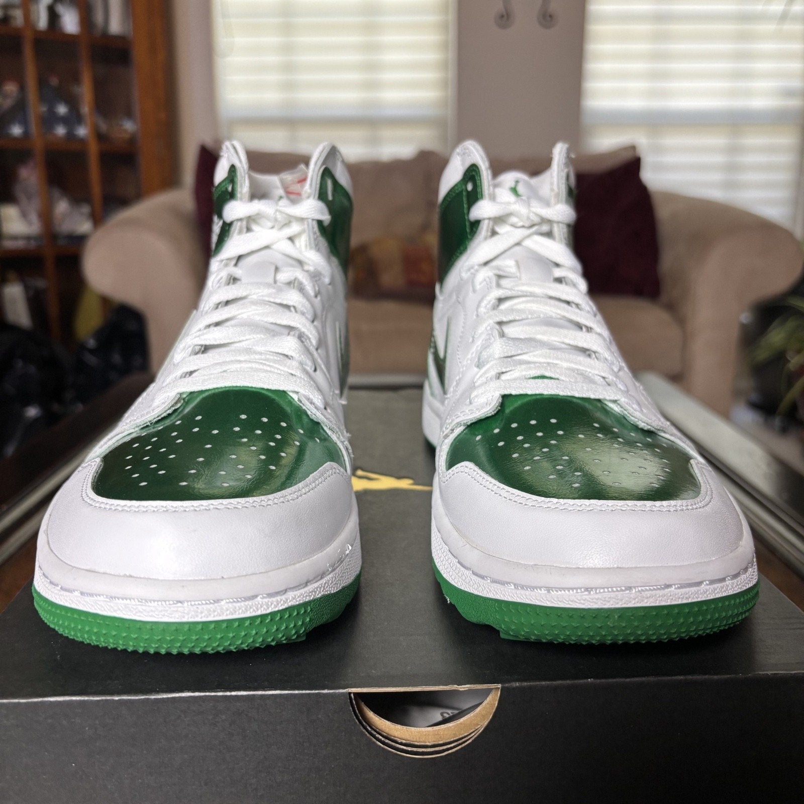 Nike Air Jordan 1 High Golf Shoes White Metallic Green DQ0660-130 Mens Sizes NEW