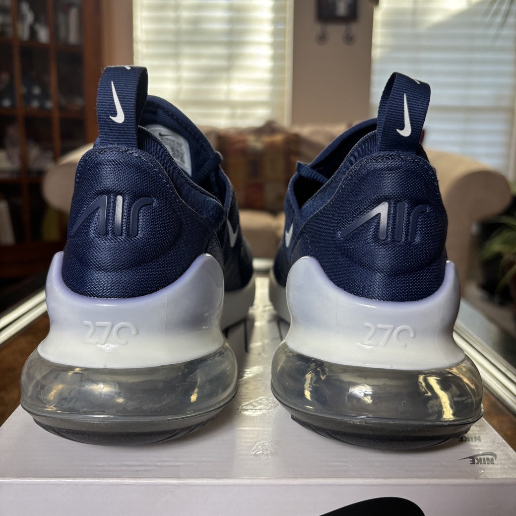 Nike Air Max 270 Shoes Mens Size 10 Navy Blue White Athletic Running Sneaker NEW