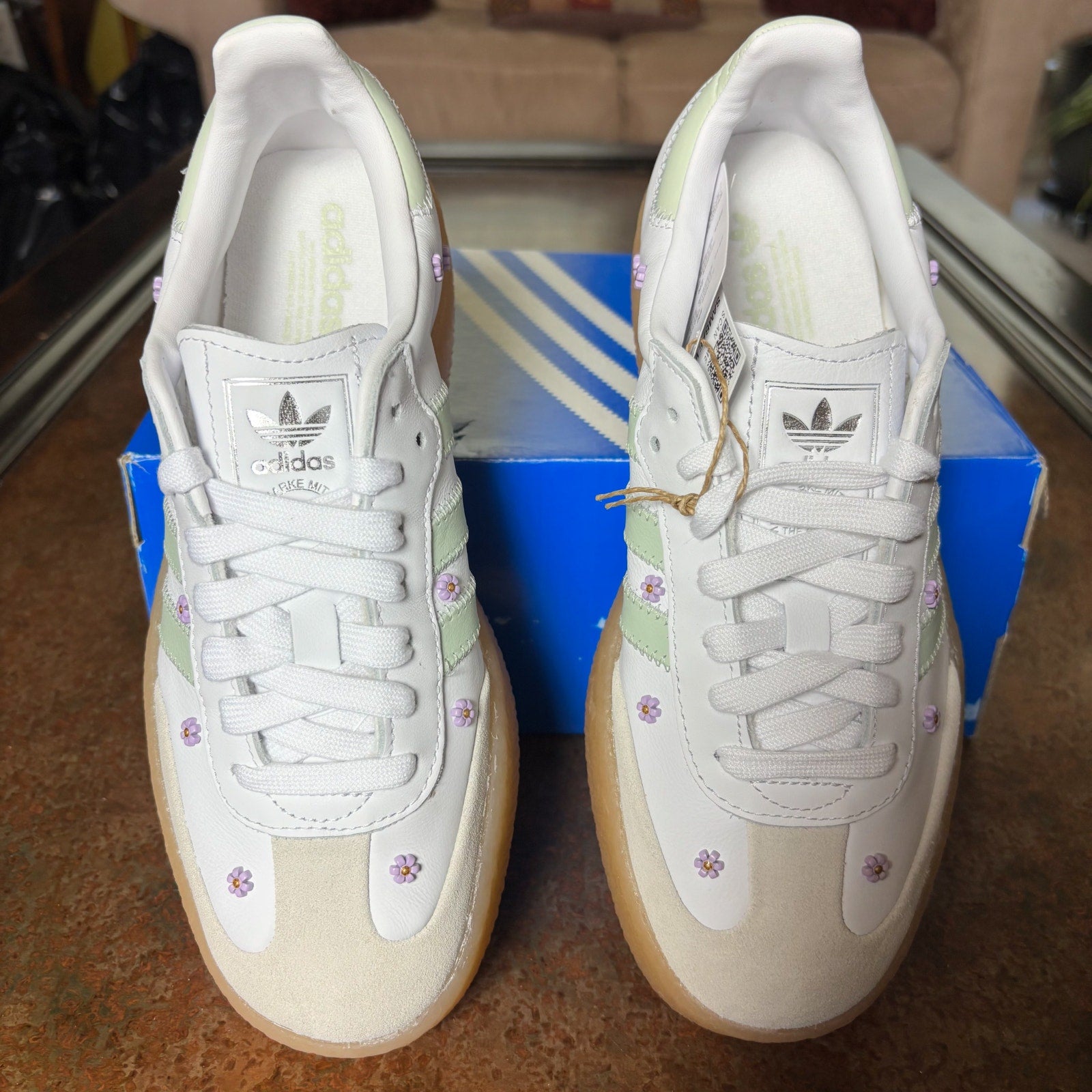 Adidas Sambae White Green Gum Casual Lifestyle Shoes Sneakers Women's Sizes NEW