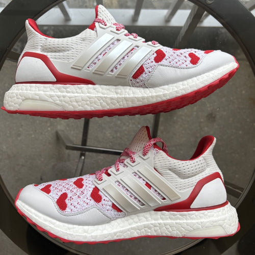 Adidas Ultra Boost 1.0 Shoes Women's Size 7.5 Valentine’s Day White Red Sneakers