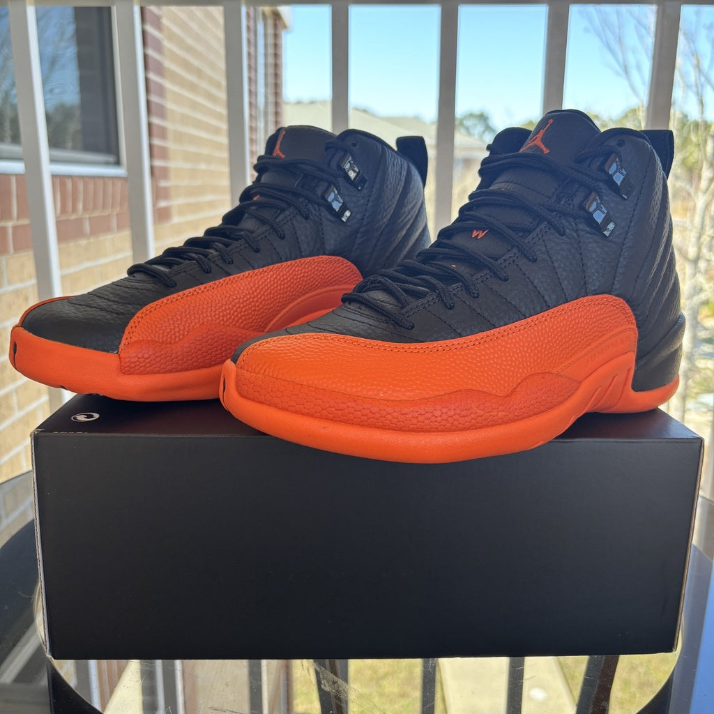 Nike Air Jordan 12 Retro Shoes Women's 8 Black Orange Basketball WNBA Sneakers