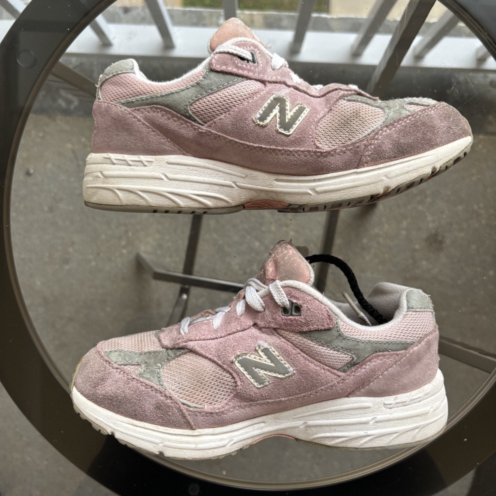 New Balance 993 Shoes Kids Size 2.5 Pink Gray Suede Athletic KJ993PKP Sneakers
