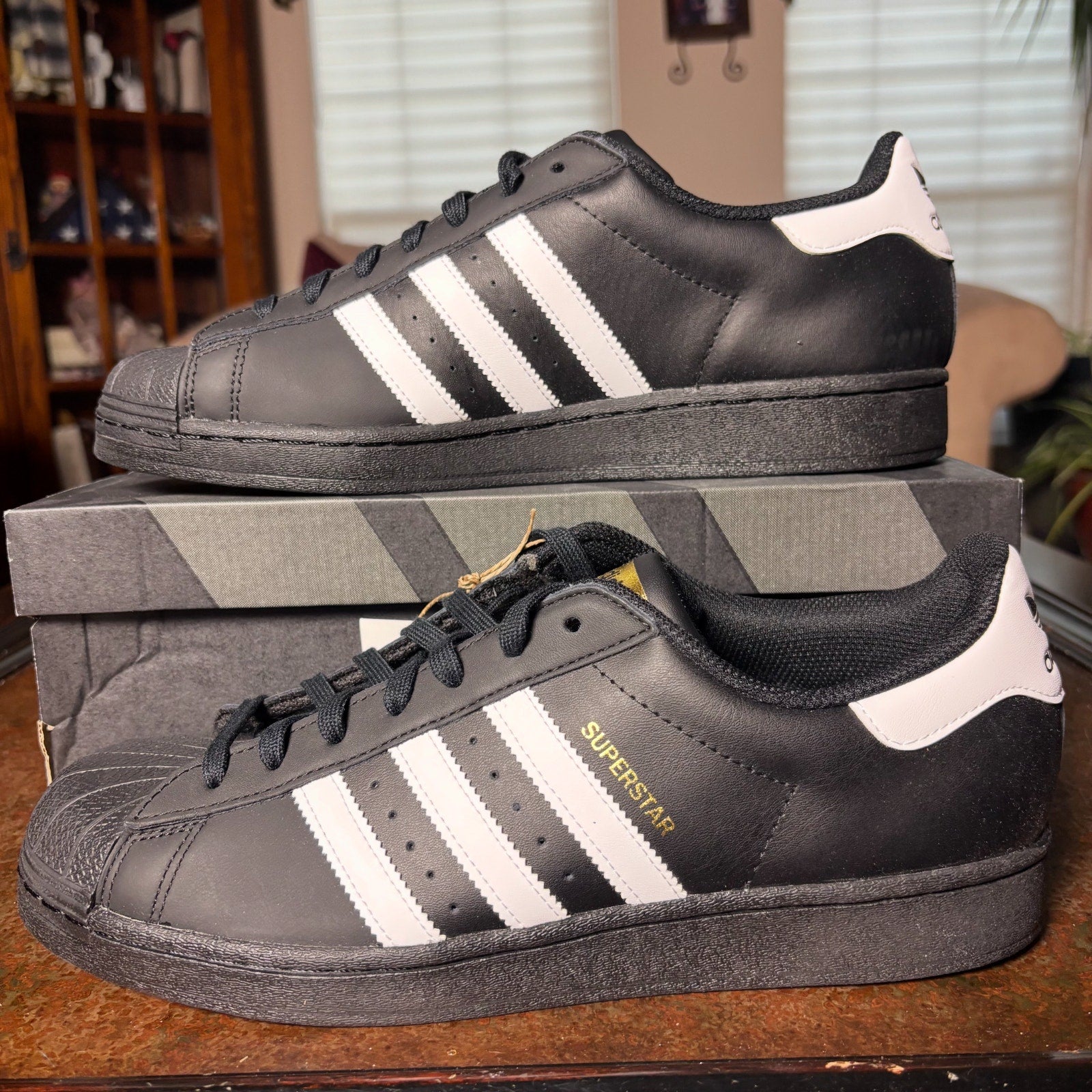 Adidas Originals Superstar Black White Leather Casual Shoes Sneakers Mens Sizes