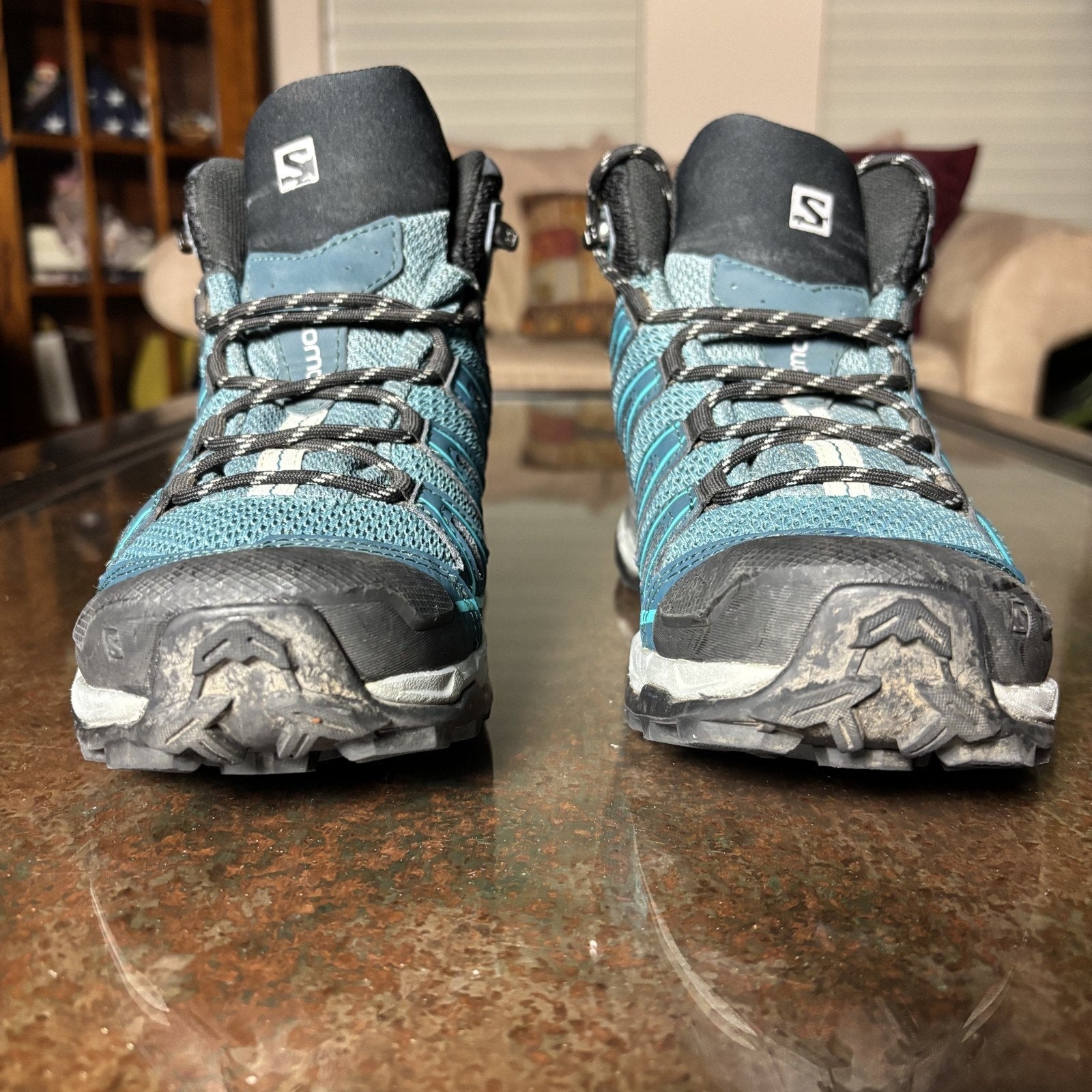 Salomon X-Ultra Mid Hiking Boots Women's Size 7.5 Blue Grey Trail Outdoor Shoes