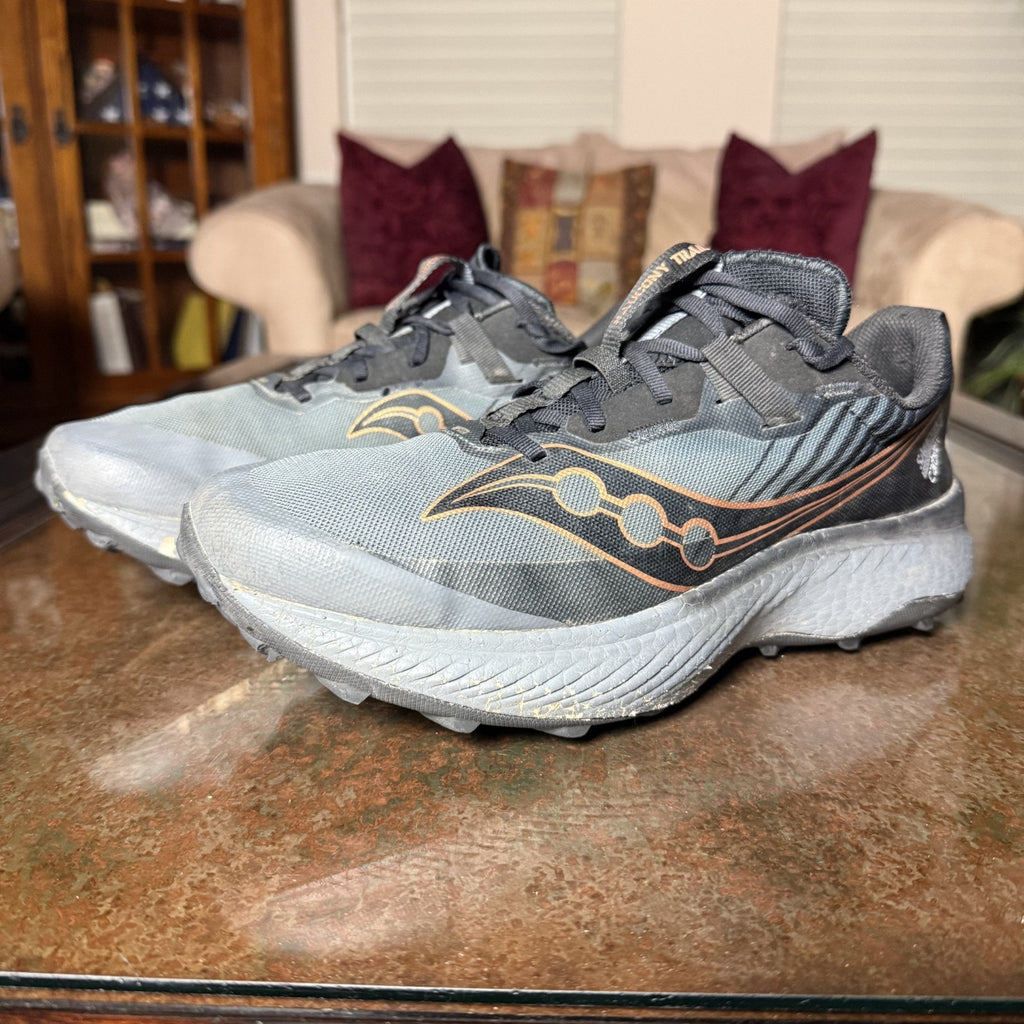 Saucony Endorphin Edge Shoes Mens 11 Black Grey Trail Running Outdoor Sneakers