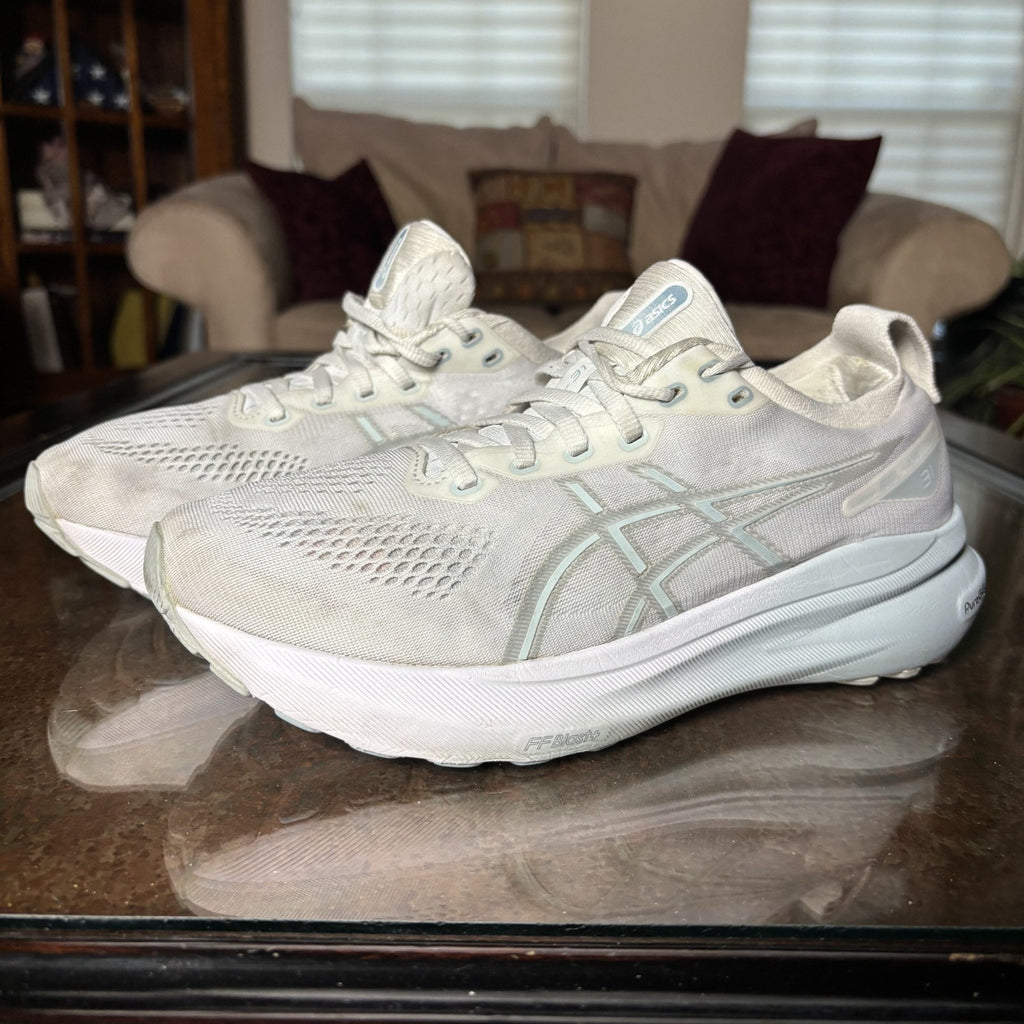 Asics Gel-Kayano 31 Shoes Women's 9.5 White Road Running Athletic Gym Sneakers
