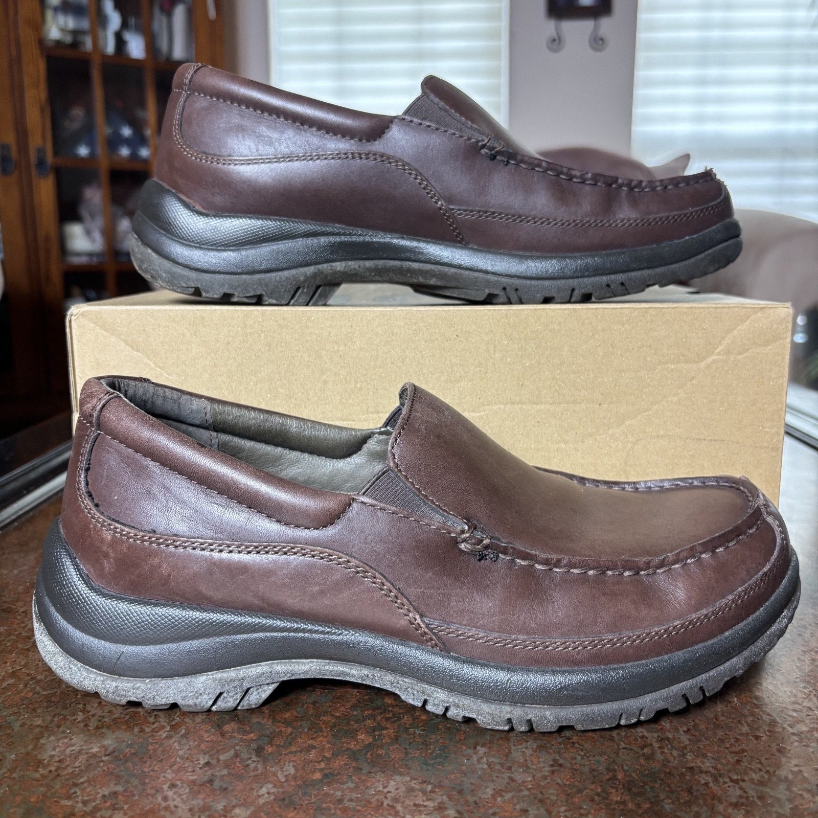 Dansko Wayne Loafers Mens Size 43 US 10 Leather Slip Resistant Brown Black Shoes