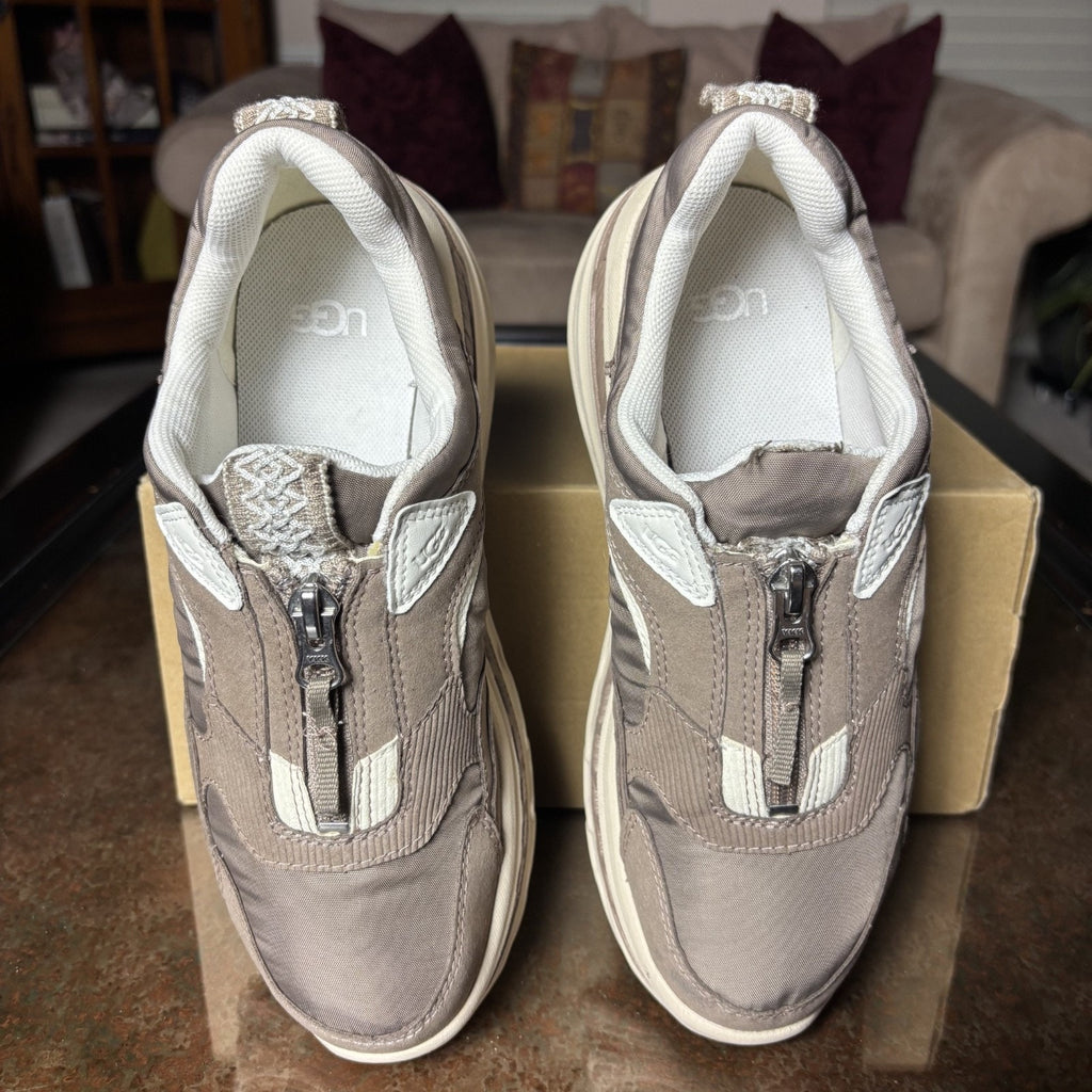 UGG CA805 Zip Shoes Womens Size 8 Brown Insulated Trail Running Athletic Sneaker