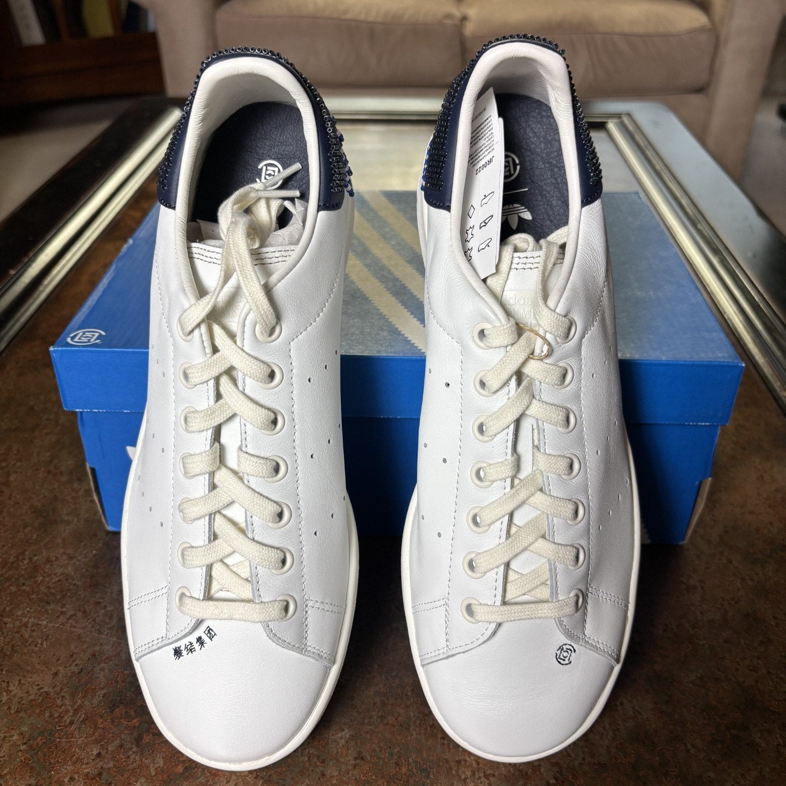 Adidas Stan Smith x CLOT Edison Chen Shoes Mens Size 9.5 White Leather Beads