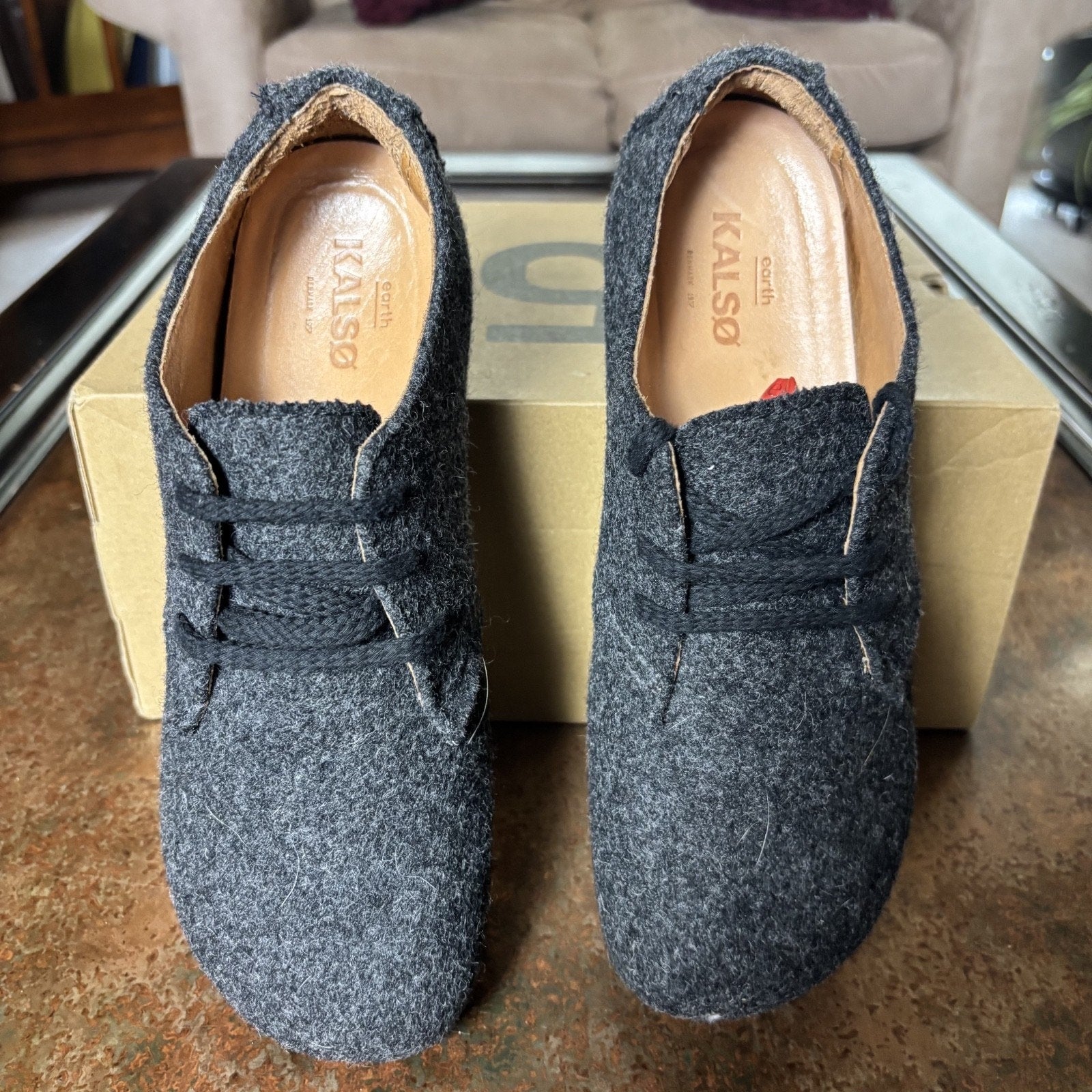 Kalso Earth Faroe Lokah Shoes Women's 9 Black Wool Wellness Man Made Sneakers