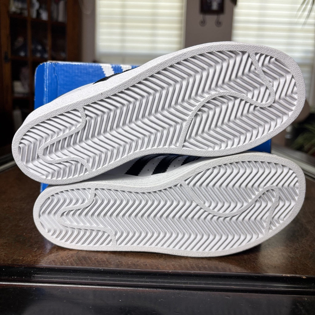 Adidas Originals Superstar Shoes Kids Size 3 White Black Leather Sneakers NEW