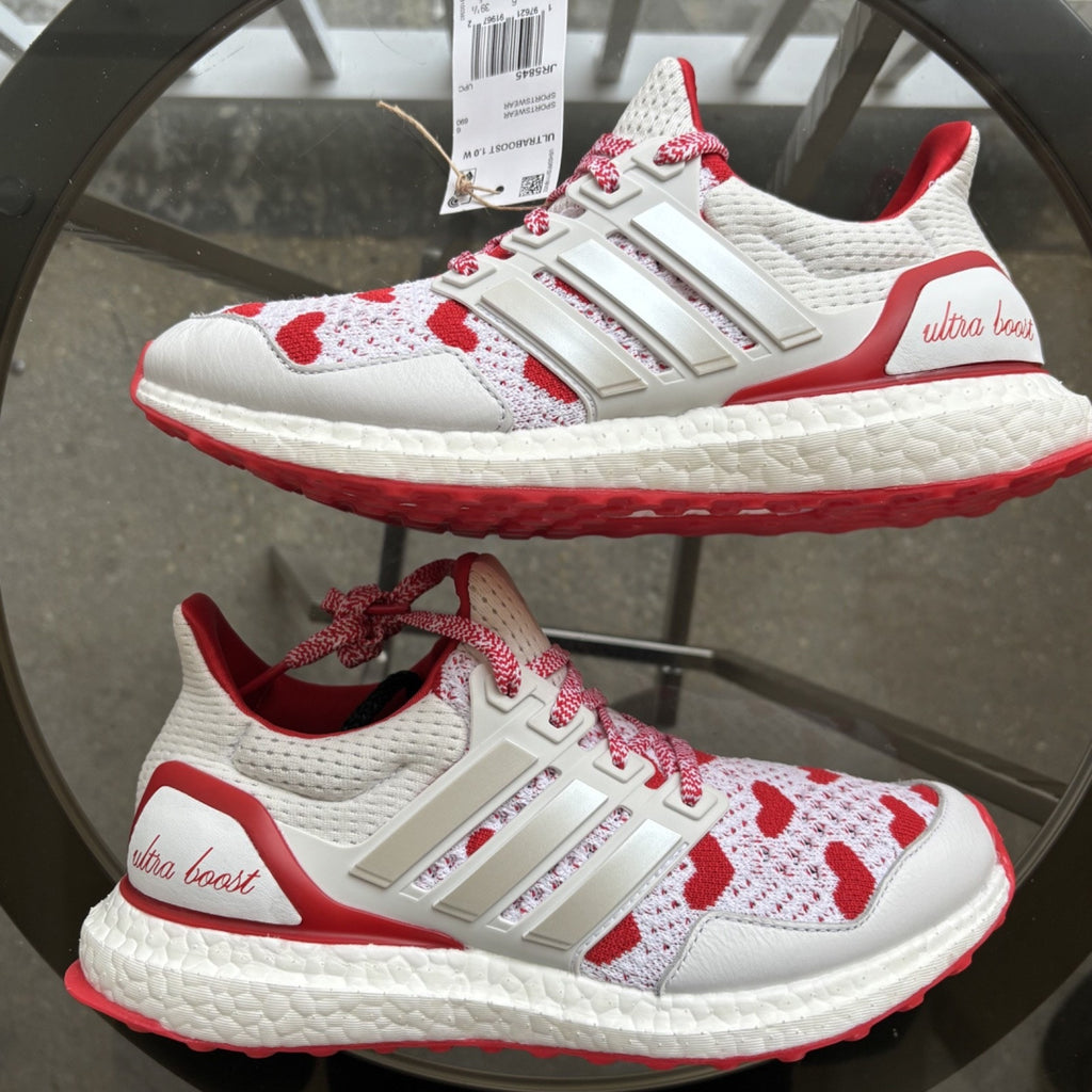 Adidas Ultra Boost 1.0 Shoes Women's Size 7.5 Valentine’s Day White Red Sneakers