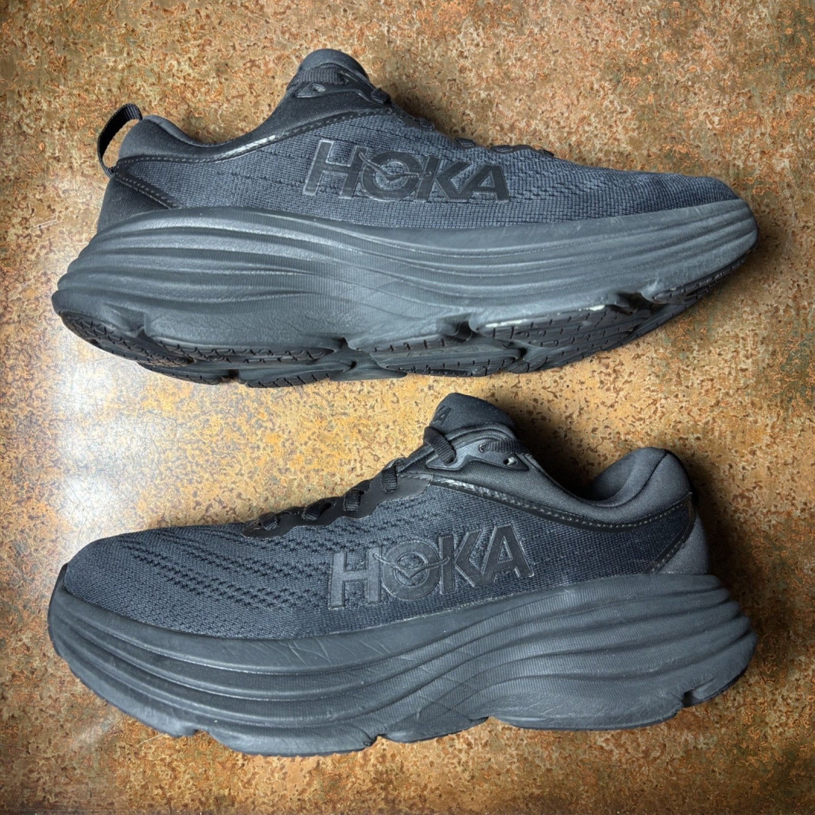Hoka One One Bondi 8 Shoes Women's Size 9.5 Black Road Running Athletic Sneakers