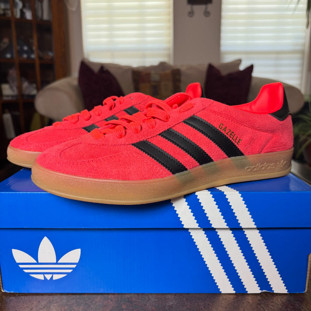 Adidas Gazelle Indoor Red Black Gum Suede Lifestyle Shoes Sneaker Mens Sizes NEW