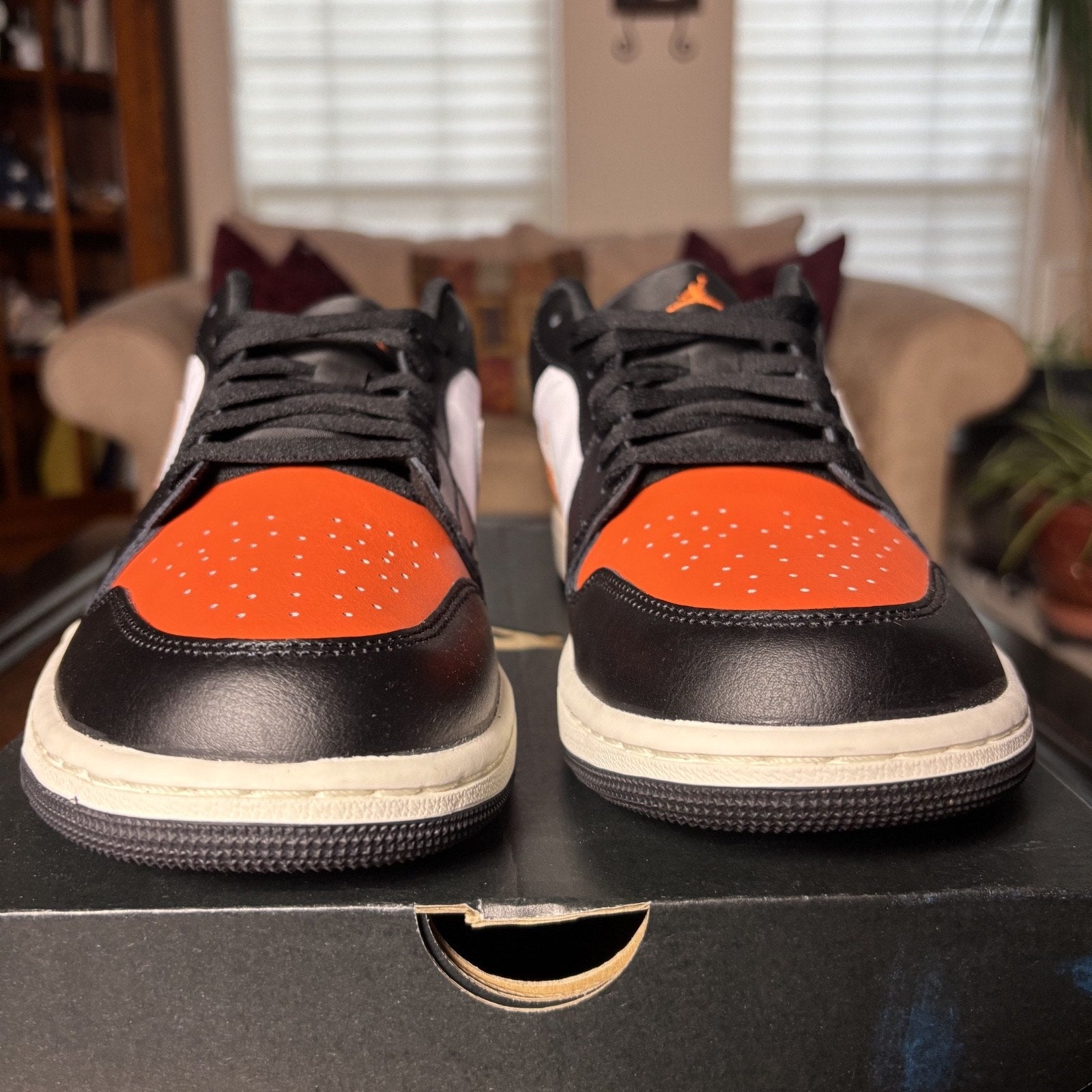 Nike Air Jordan 1 Low Shoes Mens Size 11 Orange White Black Basketball Sneakers