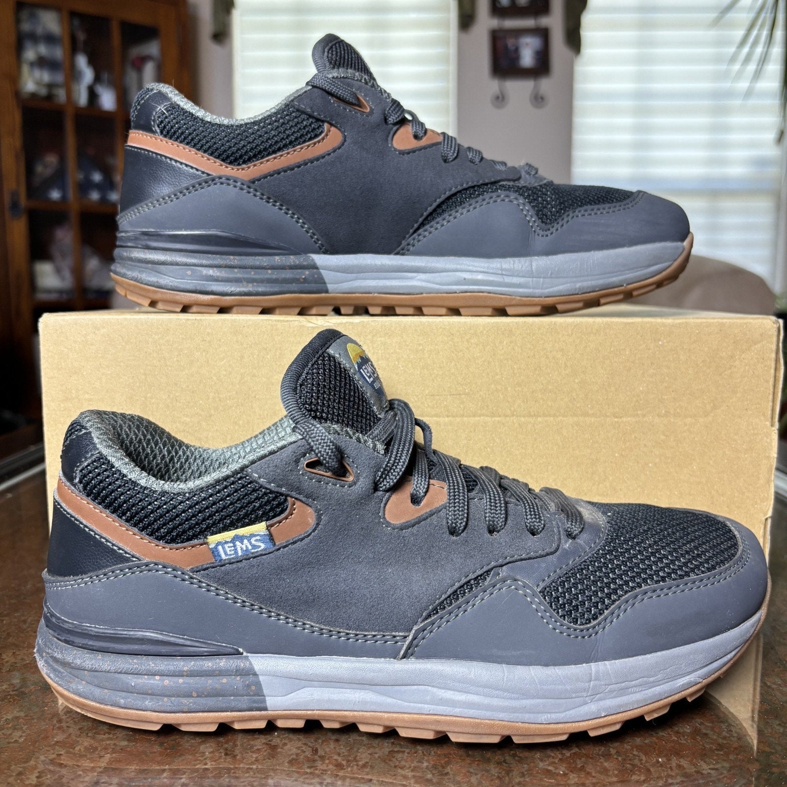 Lems Trailhead Hiking Shoes Mens 8 Grey Black Minimalist Trail Running Athletic