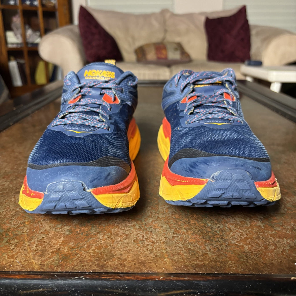 Hoka One One Challenger ATR 6 Shoes Mens Size 9.5 Blue Red Trail Running Sneaker