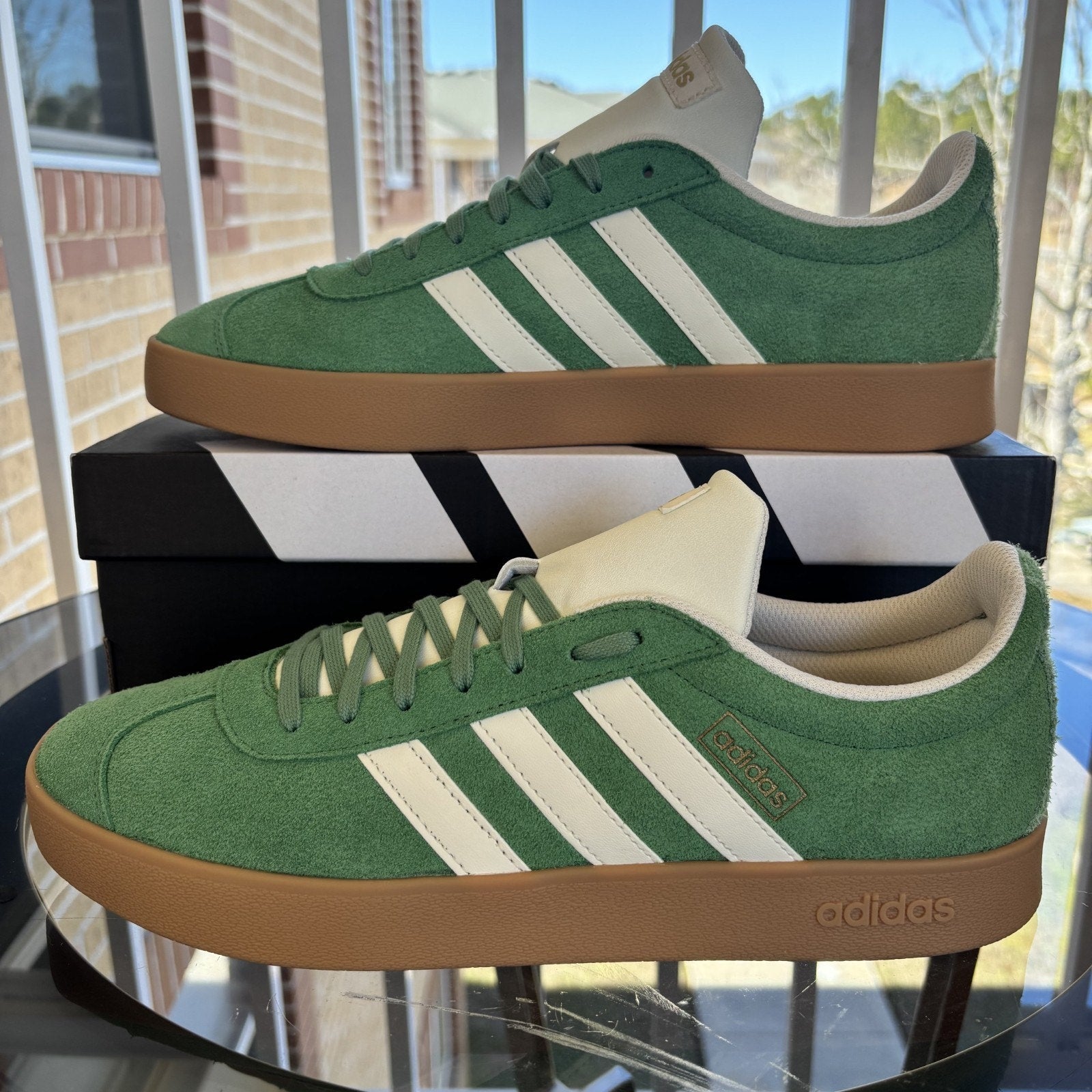 Adidas VL Court 2.0 Shoes Mens Size 10 Green White Casual Lifestyle Sneakers NEW