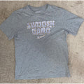 Nike Tee Shirt Mens Medium Gray Bling Swoosh Gang Logo Short Sleeve Crew Neck