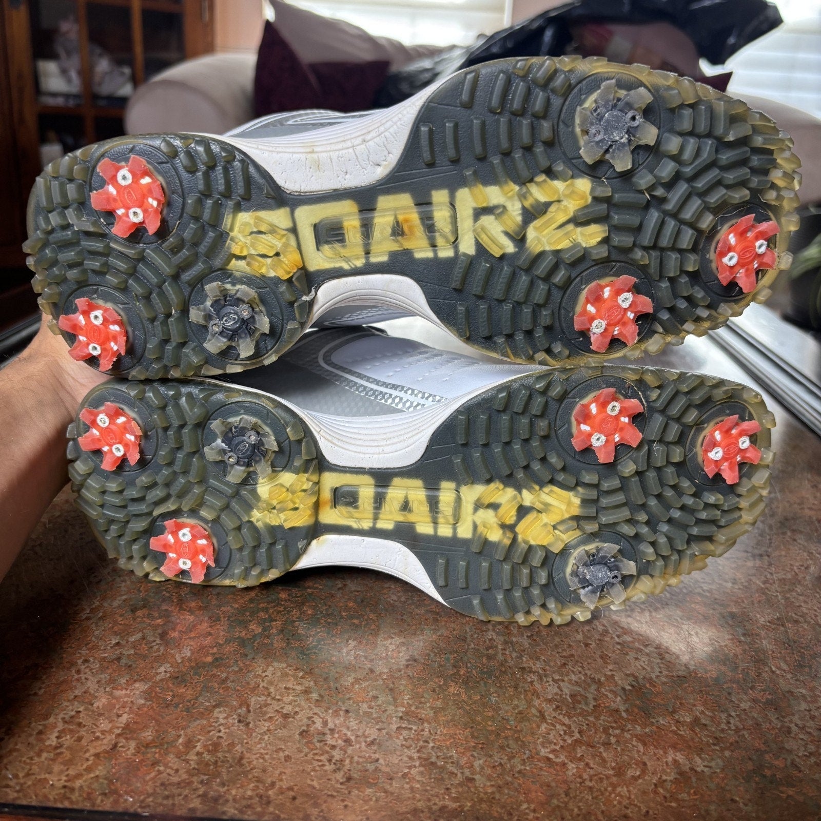 Sqairz Freedom Golf Shoes Women's Size 9 White Silver Soft Spike Sneakers Grass