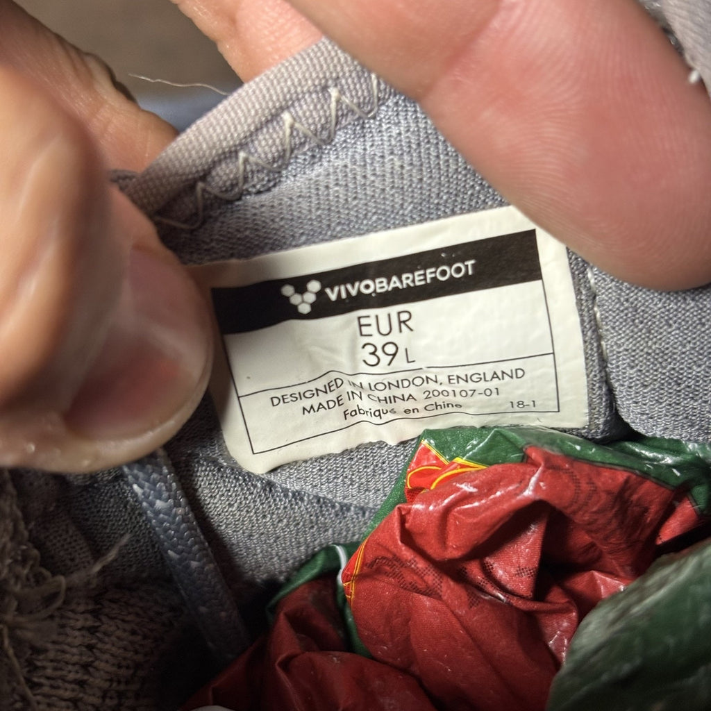 VivoBarefoot X BetaBrand City Sock EU 39 Womens 8 Grey Minimalist Barefoot Shoes
