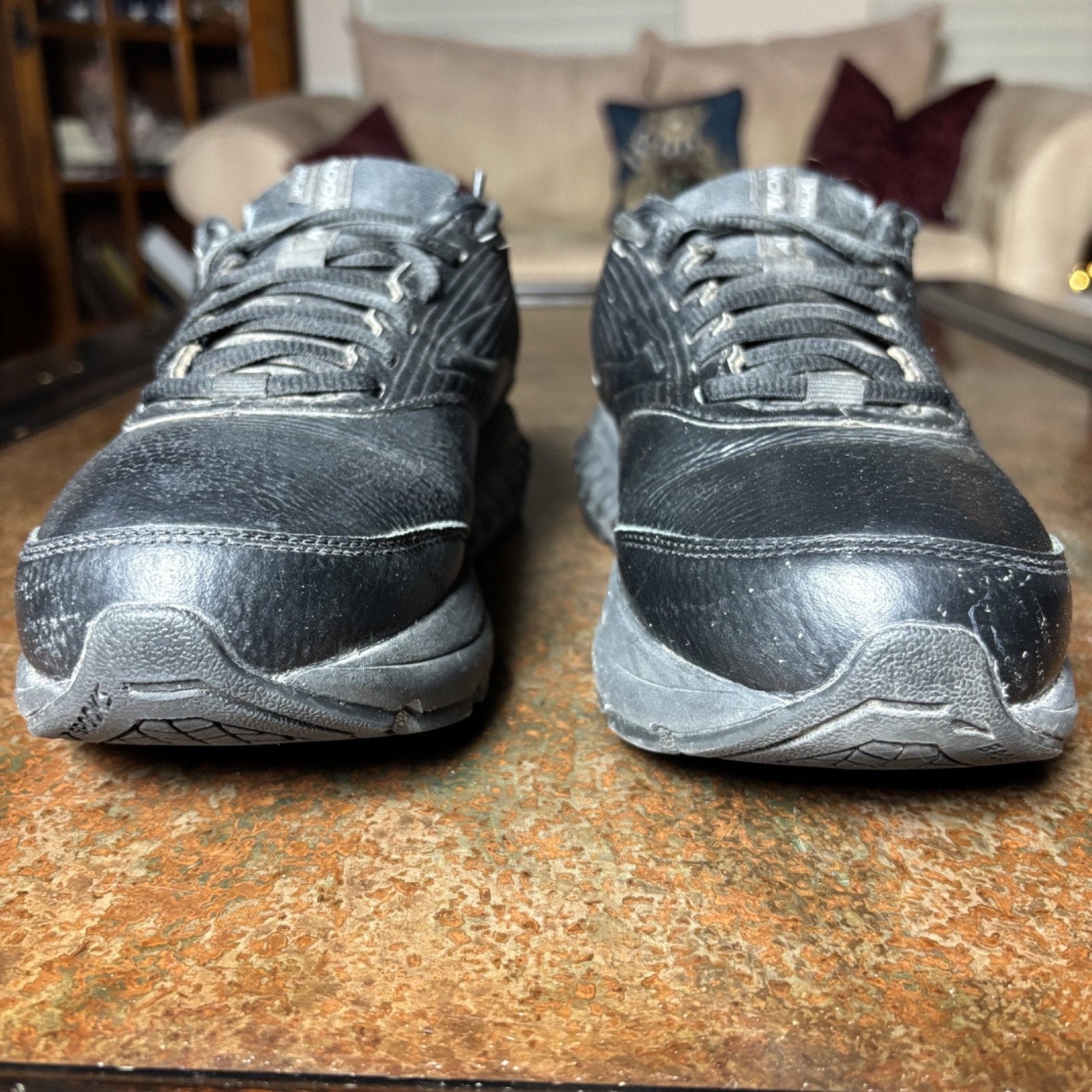 Brooks Addiction Walker 2 Shoes Womens 8.5 D Wide Black Leather Comfort Sneakers