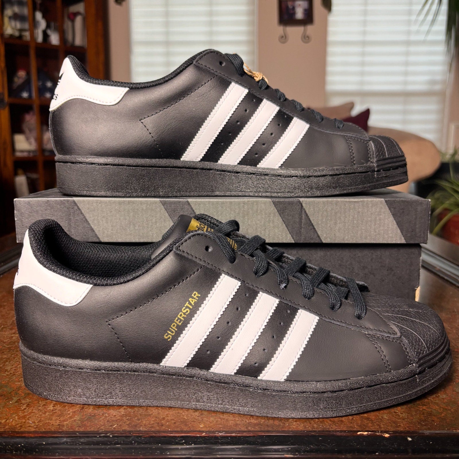 Adidas Originals Superstar Black White Leather Casual Shoes Sneakers Mens Sizes