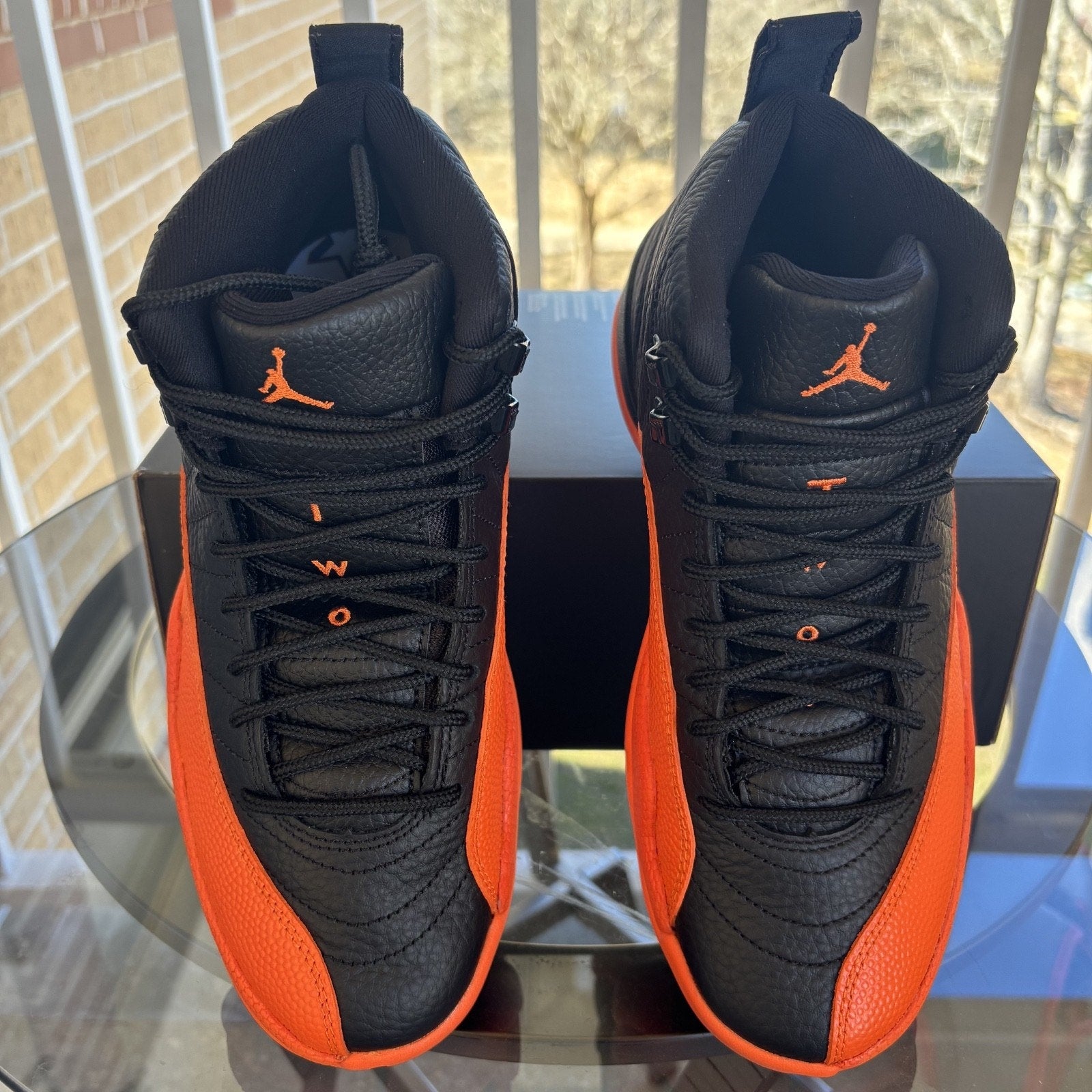 Nike Air Jordan 12 Retro Shoes Women's 8 Black Orange Basketball WNBA Sneakers