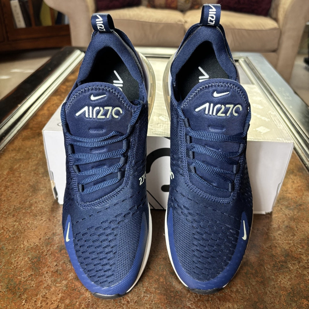 Nike Air Max 270 Shoes Mens Size 10 Navy Blue White Athletic Running Sneaker NEW