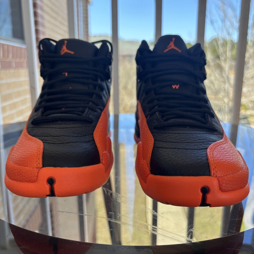 Nike Air Jordan 12 Retro Shoes Women's 8 Black Orange Basketball WNBA Sneakers