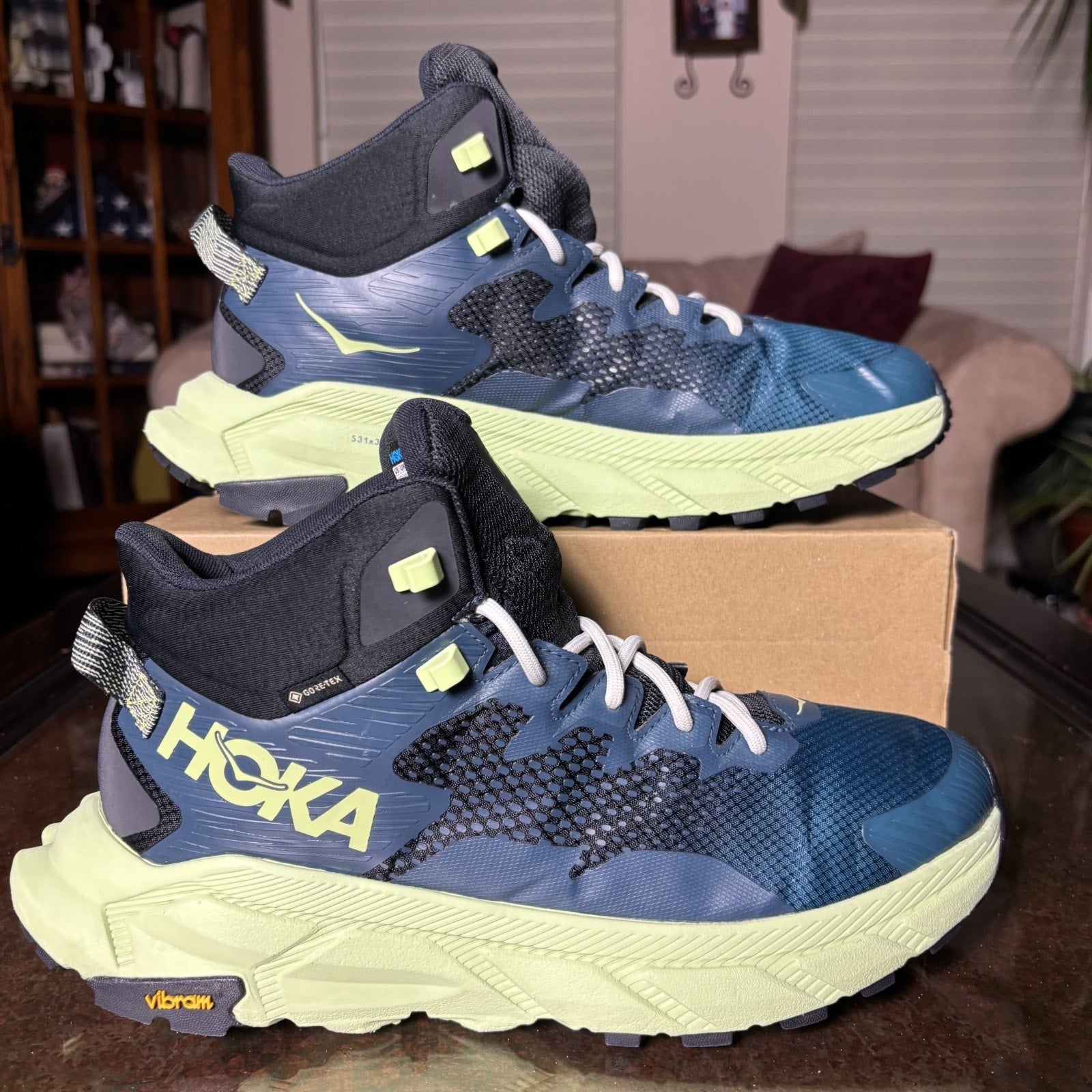 Hoka One One Trail Code GTX Hiking Boots Mens Size 11 Blue Outdoor Running Shoes