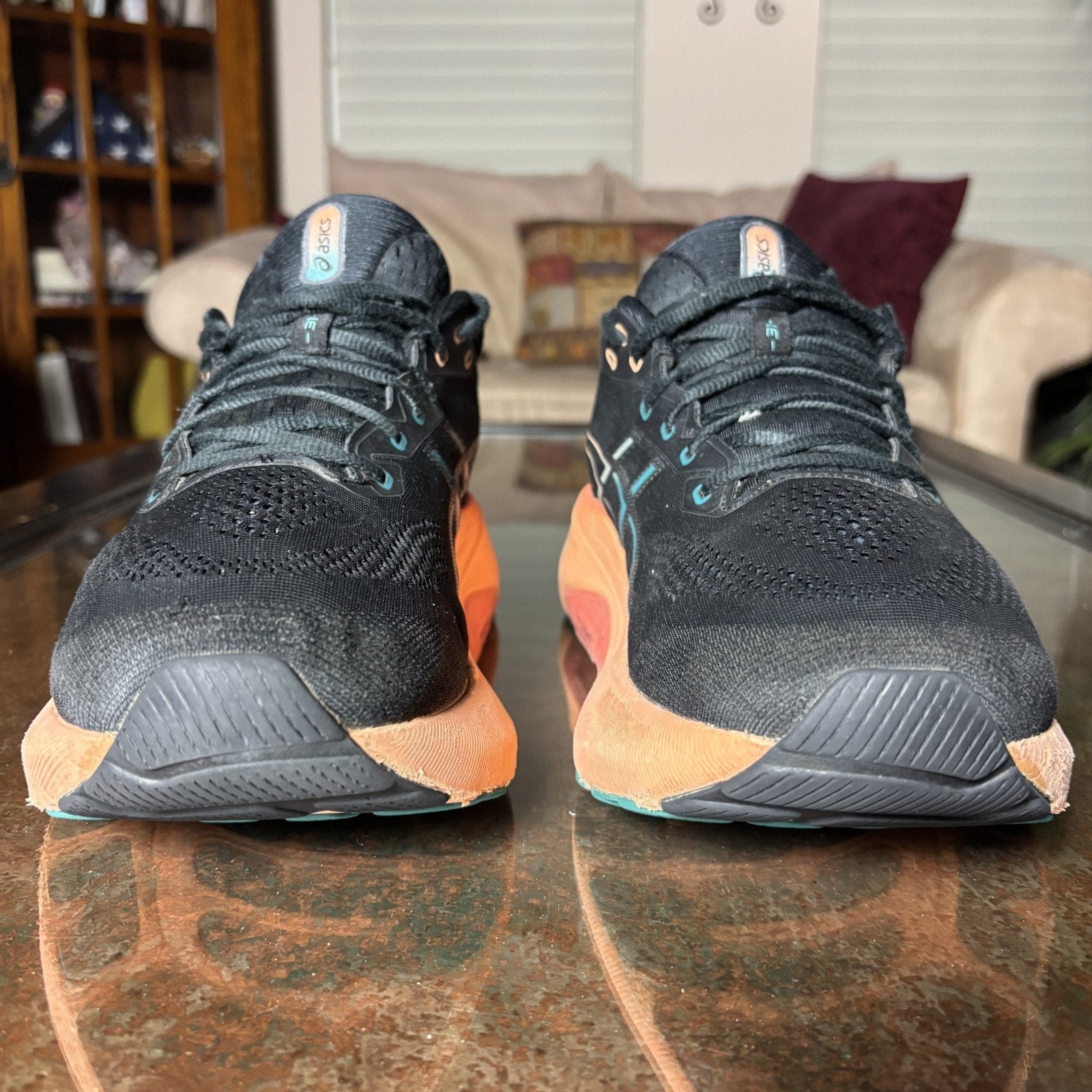 Asics Gel Kayano 31 Shoes Men's 13 Black Orange Road Running Athletic Sneakers