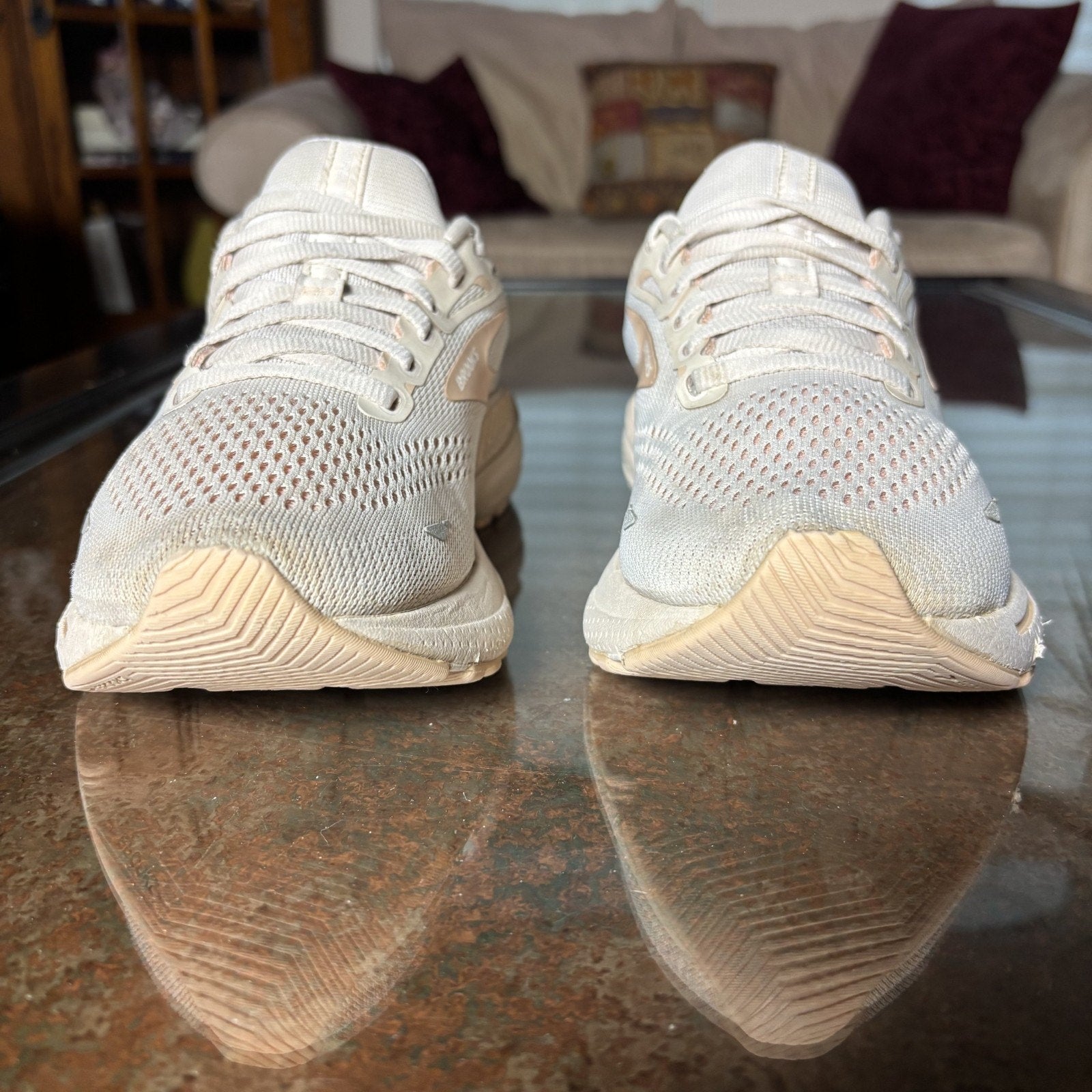 Brooks Adrenaline GTS 23 Shoes Womens Size 7 Beige Road Running Athletic Sneaker