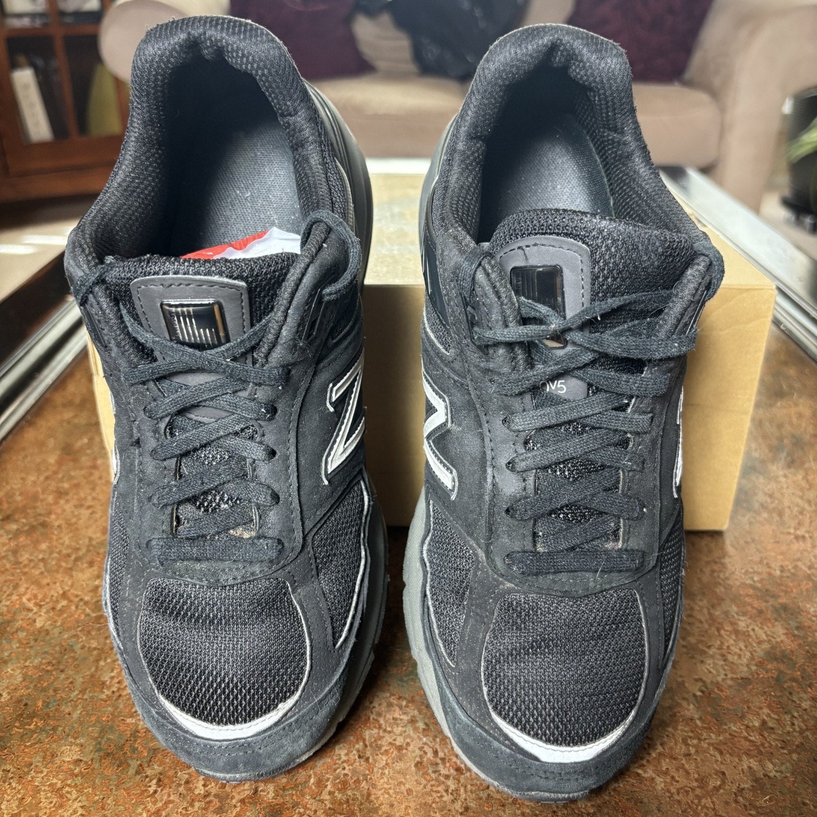 New Balance 990v5 Shoes Mens Size 7.5 4E Wide Black Silver Athletic Gym Sneakers
