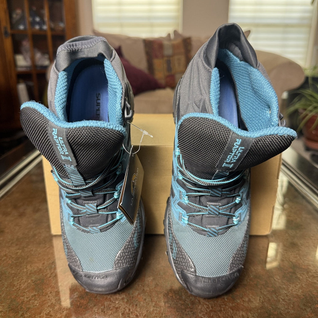 La Sportiva Ultra Raptor II Mid GTX Hiking Boots Women's Size 9 Black Blue Trail
